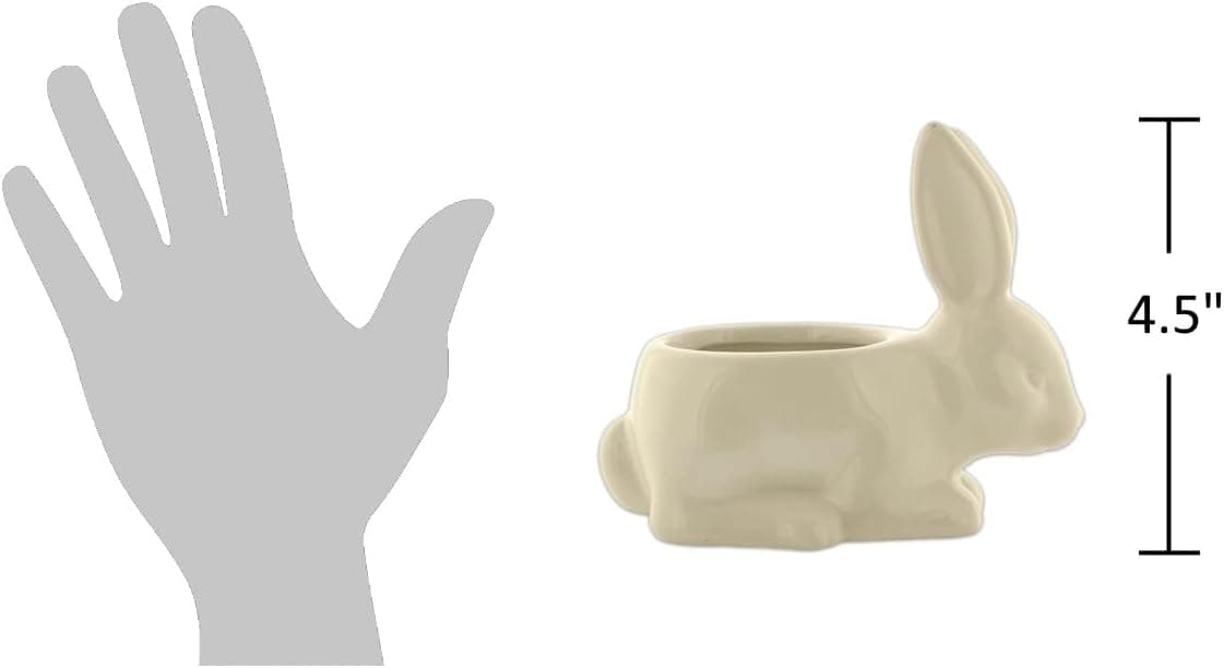 The Bridge Collection White Ceramic Bunny Planter thumbnail 2