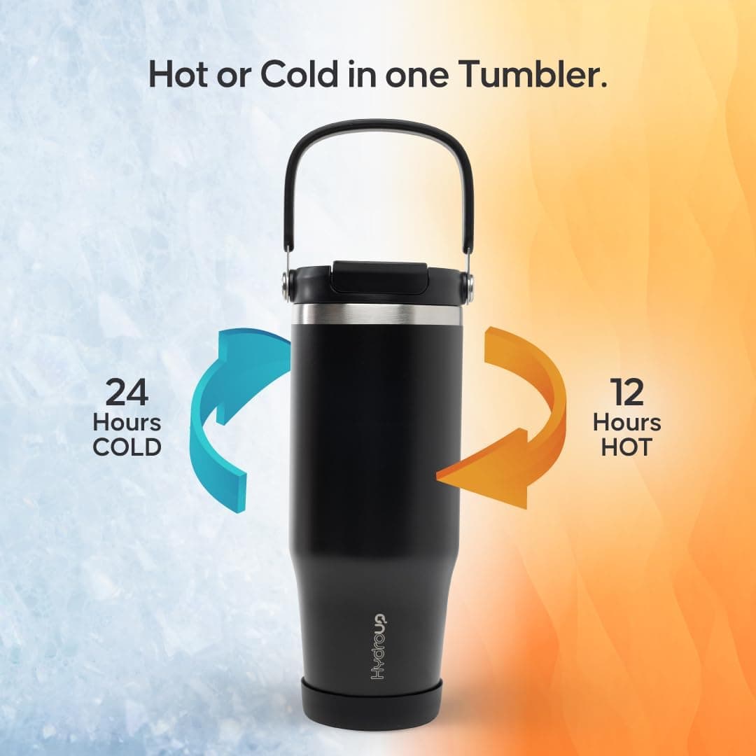 Hydroup Sport Tumbler 32oz Stainless Steel Water Bottle, Vacuum Insulated with 2-in-1 Lid (Straw &amp; Spout), Leak-Proof Reusable Travel Mug for Hot and Cold Drinks: Home &amp; Kitchen thumbnail 4