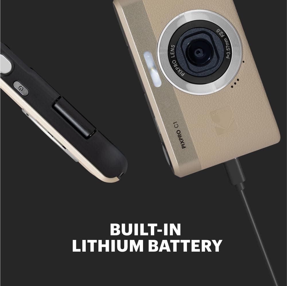 Kodak PIXPRO C1 Digital Camera with 13MP Sensor and 4X Optical Zoom - Compact Point and Shoot for Beginners with 180 Degree Flip Screen - 1080P HD Video for Travel and Vlogging - Tan : Electronics thumbnail 4