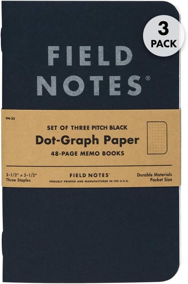 Field Notes 3-Pack Pitch Black Memo Books — Spring Gift Ideas gift idea