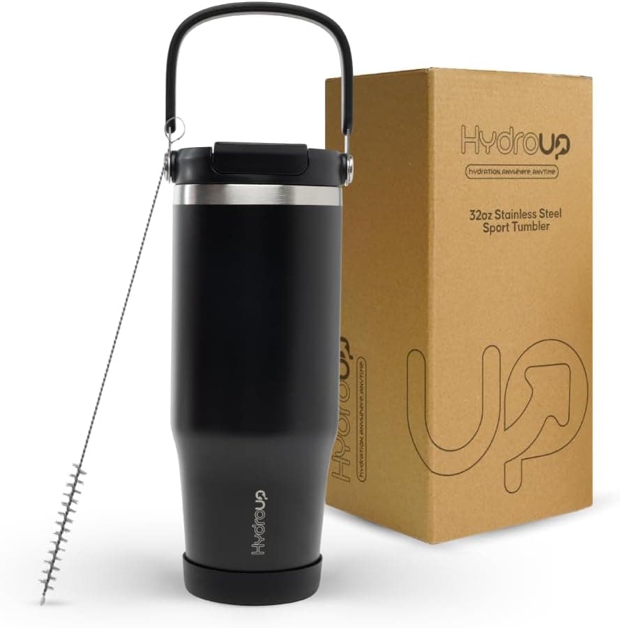 Hydroup Sport Tumbler 32oz Stainless Steel Water Bottle, Vacuum Insulated with 2-in-1 Lid (Straw &amp; Spout), Leak-Proof Reusable Travel Mug for Hot and Cold Drinks: Home &amp; Kitchen — Spring Gift Ideas gift idea