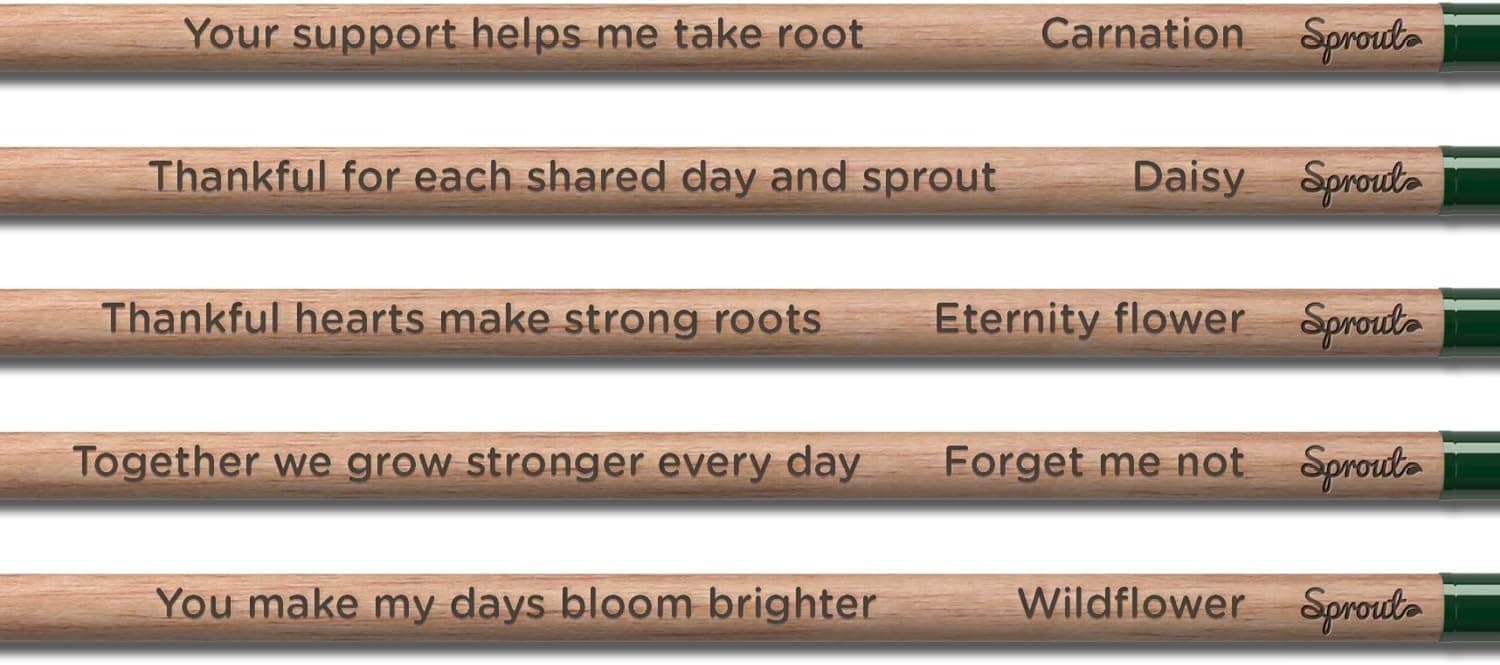 SproutWorld Pencil | Thank You Edition | Plantable pencils with flower seeds | Sustainable gift to say thank you | Pack of 5 | Eco-friendly wood : Office Products thumbnail 2