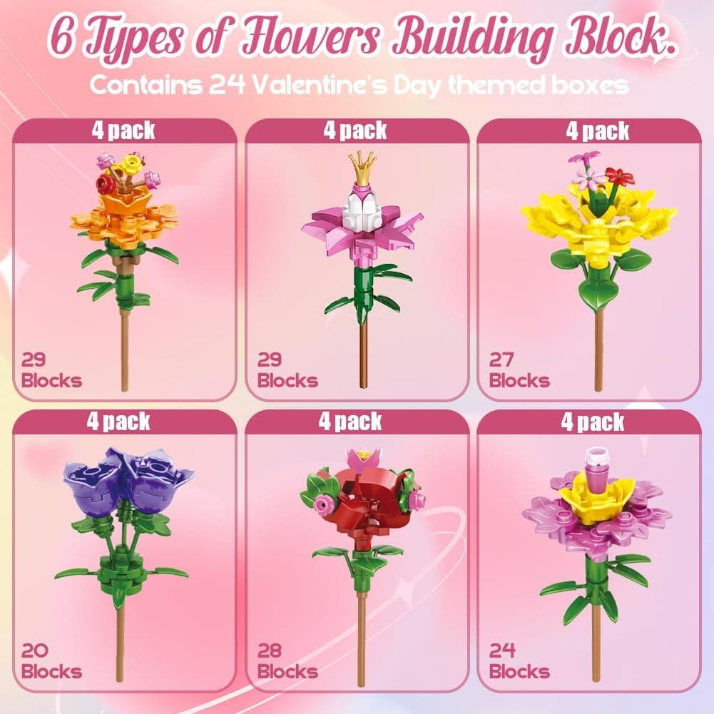 UMEELR Flowers Building Blocks - 24 Pack DIY Easter Egg Surprises thumbnail 2