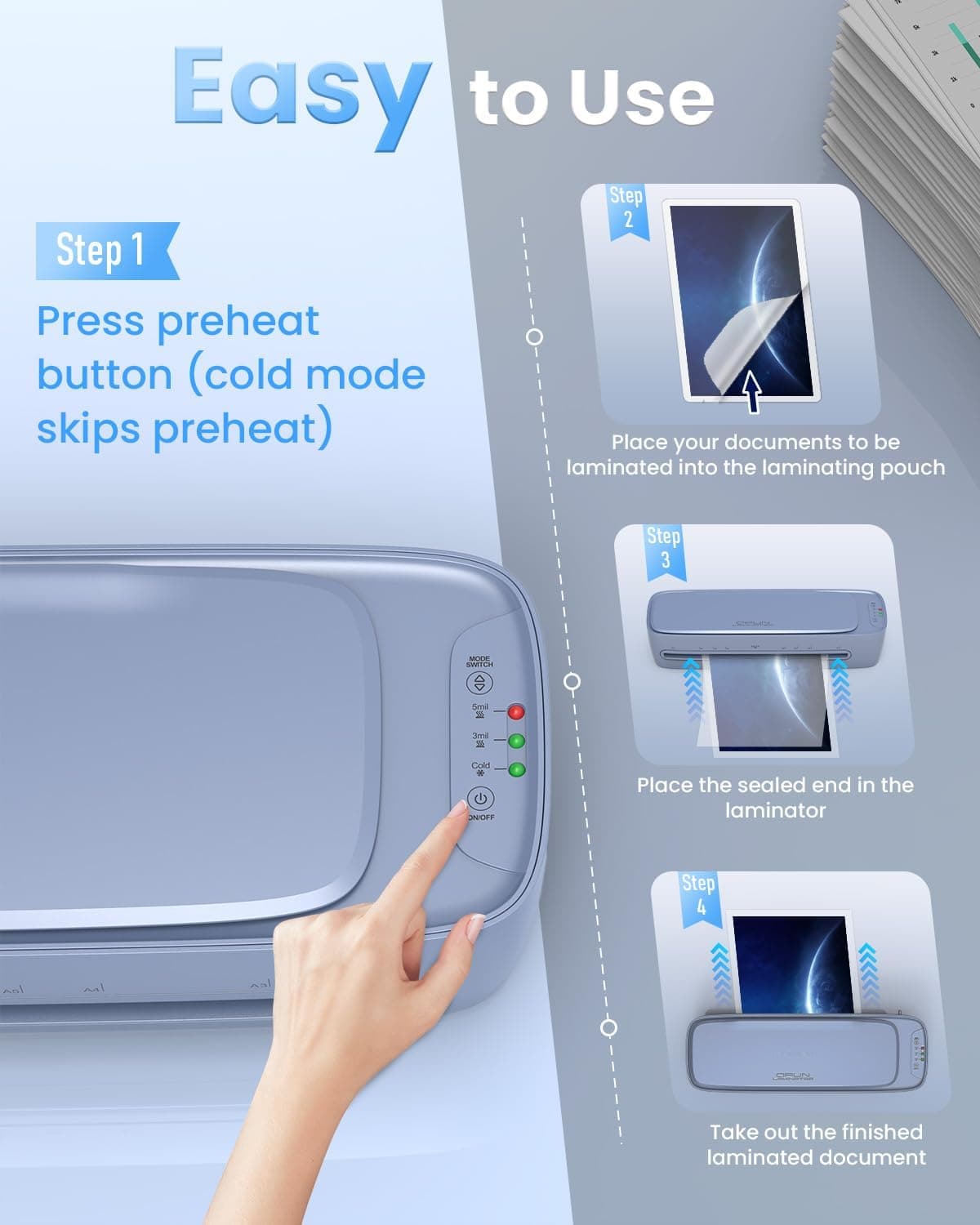 13 Inch Laminator Machine 11x17 with Laminating Sheets Personal Laminator for Teachers, 60S Warm Up Cold Thermal Lamination Machine for Home Office, A3 Laminating Machine Portable Paper Laminate Kit : Office Products thumbnail 4