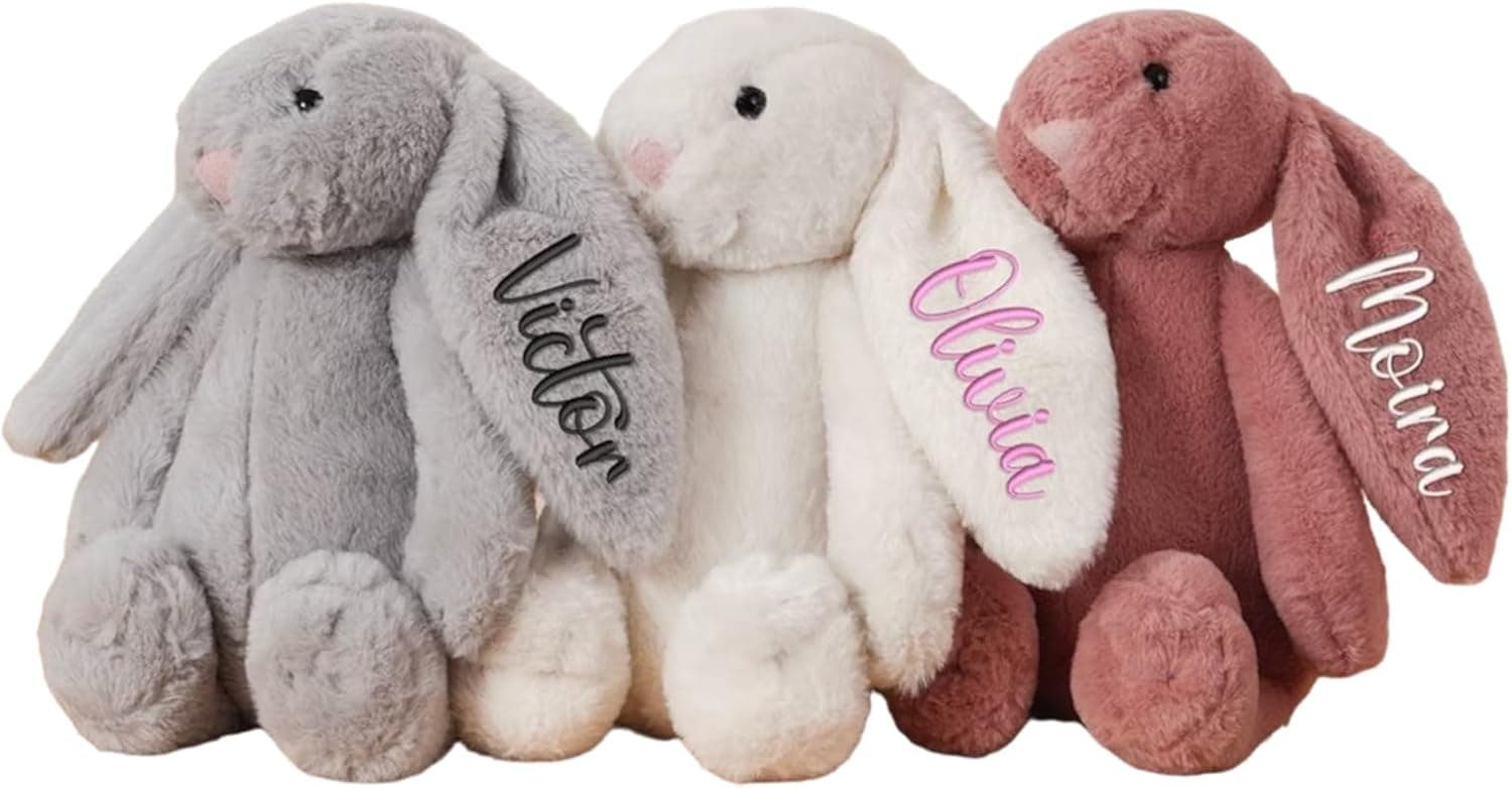 Dyoart Personalized Easter Bunny Rabbit, Custom Name Monogrammed Embroidered Bunny, Fluffy Rabbit with Long Ears,Plush Bunny Toy, Gift for Baby Kids(11.8inches) : Toys &amp; Games — Easter Gifts gift idea