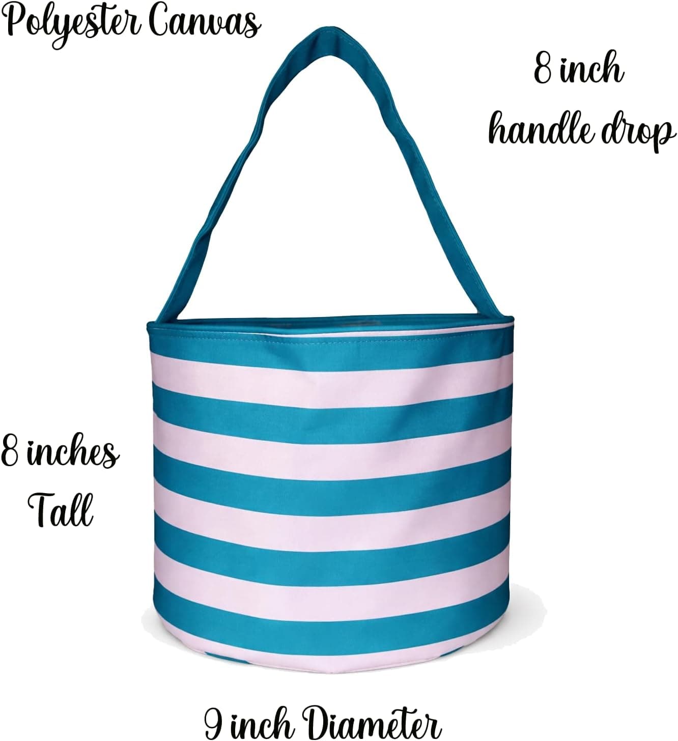 101 BEACH Personalized with Embroidered Name Fun Print Easter Basket Bucket Tote Bag Polyester Canvas (Turquoise Stripe) : Clothing, Shoes &amp; Jewelry thumbnail 4
