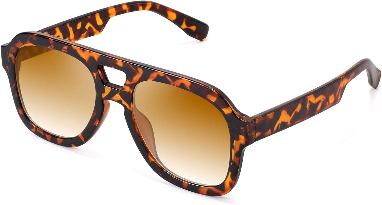 FEISEDY Vintage Pilot Sunglasses Double Bridge Large Square Thick Frame — Spring Gift Ideas gift idea