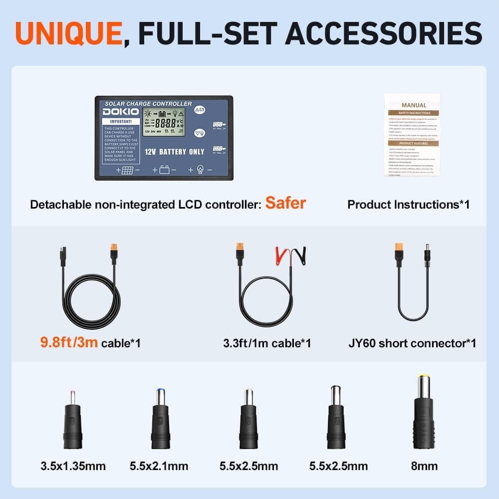 DOKIO 100W Portable Foldable Solar Panel Kit thumbnail 5