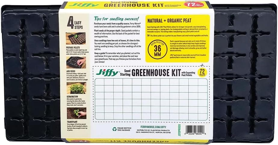 Ferry Morse Jiffy Seed Starting Greenhouse Tray Kit - 2 Pack with Peat Pellets and Plant Markers thumbnail 3