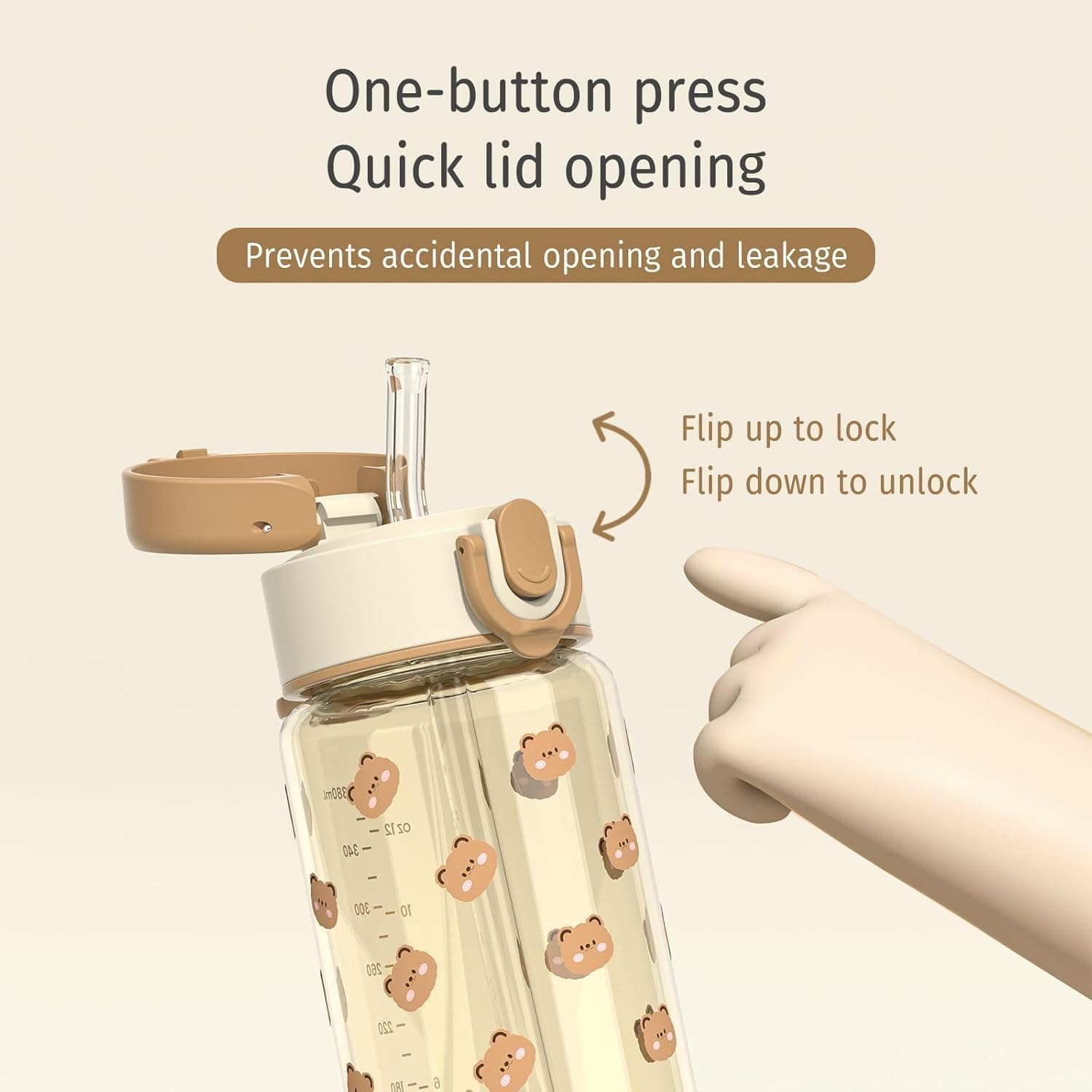 Evorie Tritan Kids Water Bottle with Straw - 13oz Honey Bear thumbnail 4