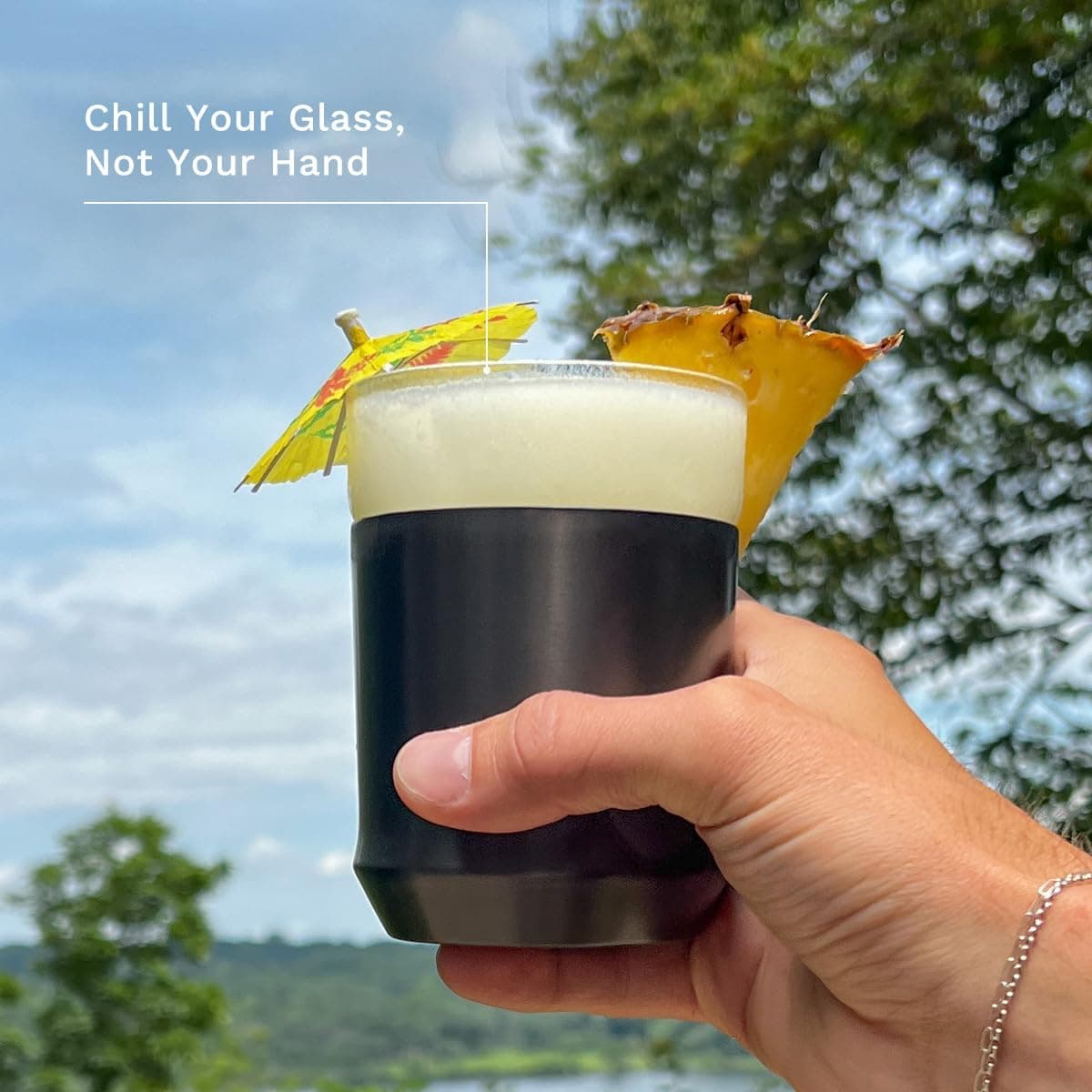 Elevated Craft Hybrid Cocktail Glass Premium Vacuum Insulated Steel Base with Removable Insert - 12oz Rocks Glass, Double Old Fashioned Lowball for Bourbon, Whiskey - Gunmetal Black: Old Fashioned Glasses thumbnail 3