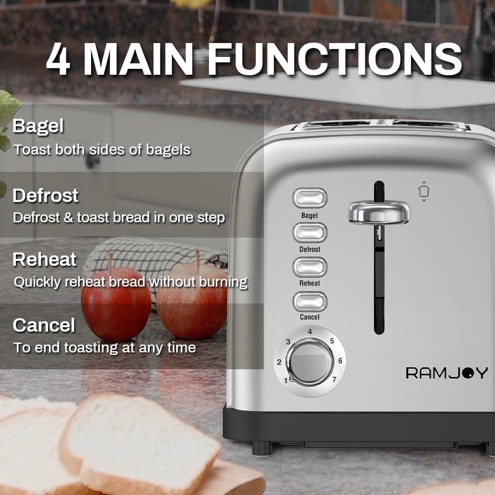 RAMJOY 2-Slice Extra Wide Toaster with 7 Shade Settings thumbnail 4