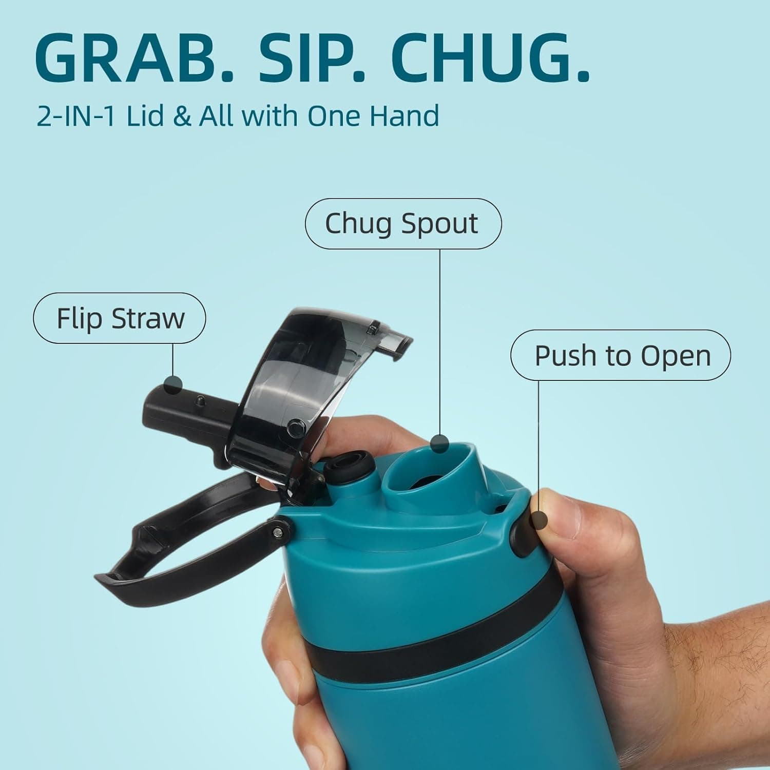 BJPKPK 17oz Insulated Water Bottle with Straw Spout Lid - Ocean Blue thumbnail 2