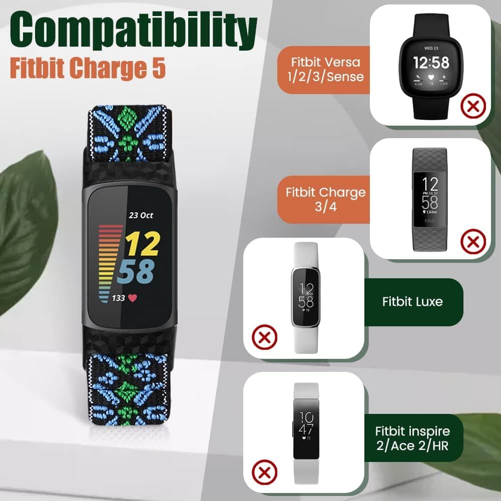 enkic Elastic Nylon Bands for Fitbit Charge 5/6 - 4 Pack thumbnail 5