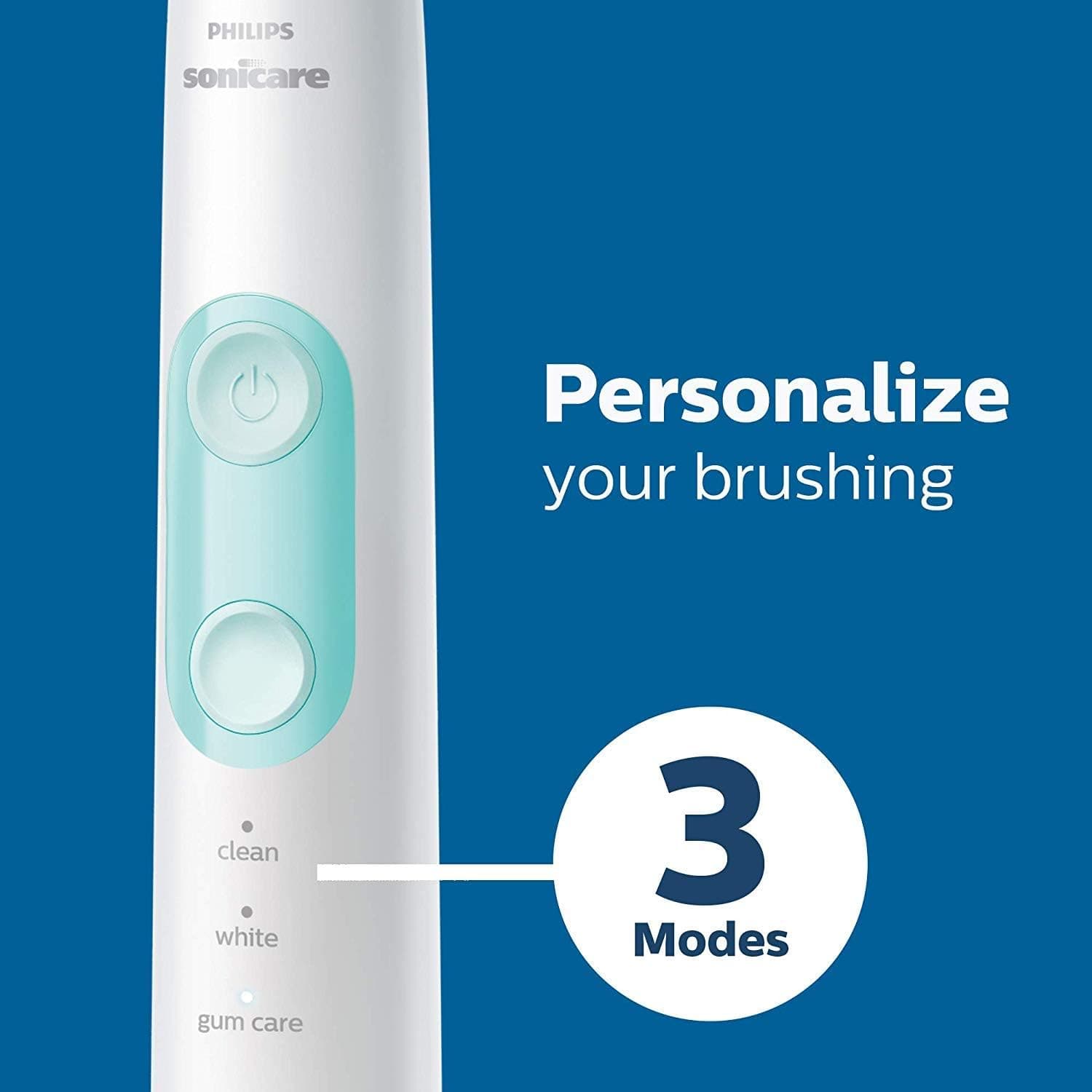 Philips Sonicare ProtectiveClean 5300 Rechargeable Electric Toothbrush, with Pressure Sensor, 3 Cleaning Modes, SmarTimer and QuadPacer, with 2 Bonus Brush Heads, Travel Case, Black, Model HX6423/34 : Health &amp; Household thumbnail 5
