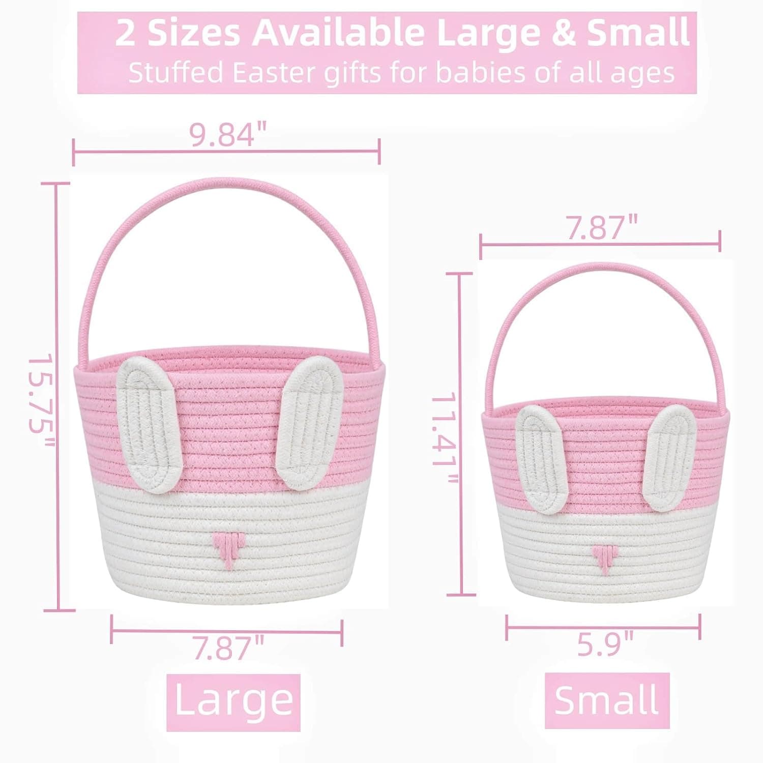 CubesLand Empty Easter Basket - Large Pink thumbnail 4