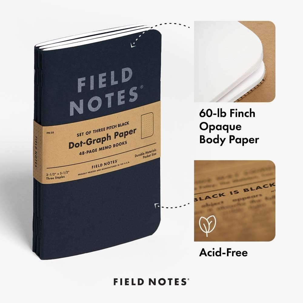Field Notes 3-Pack Pitch Black Memo Books thumbnail 4