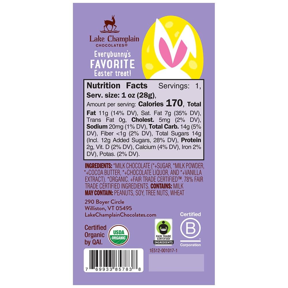 Lake Champlain Chocolates Organic Milk Chocolate Bunny thumbnail 2