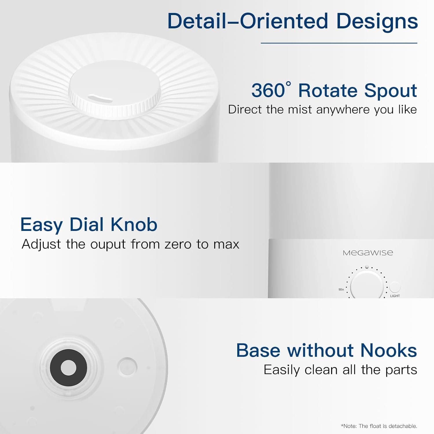 Megawise Cool Mist Humidifier with 7 Color Night Light thumbnail 3