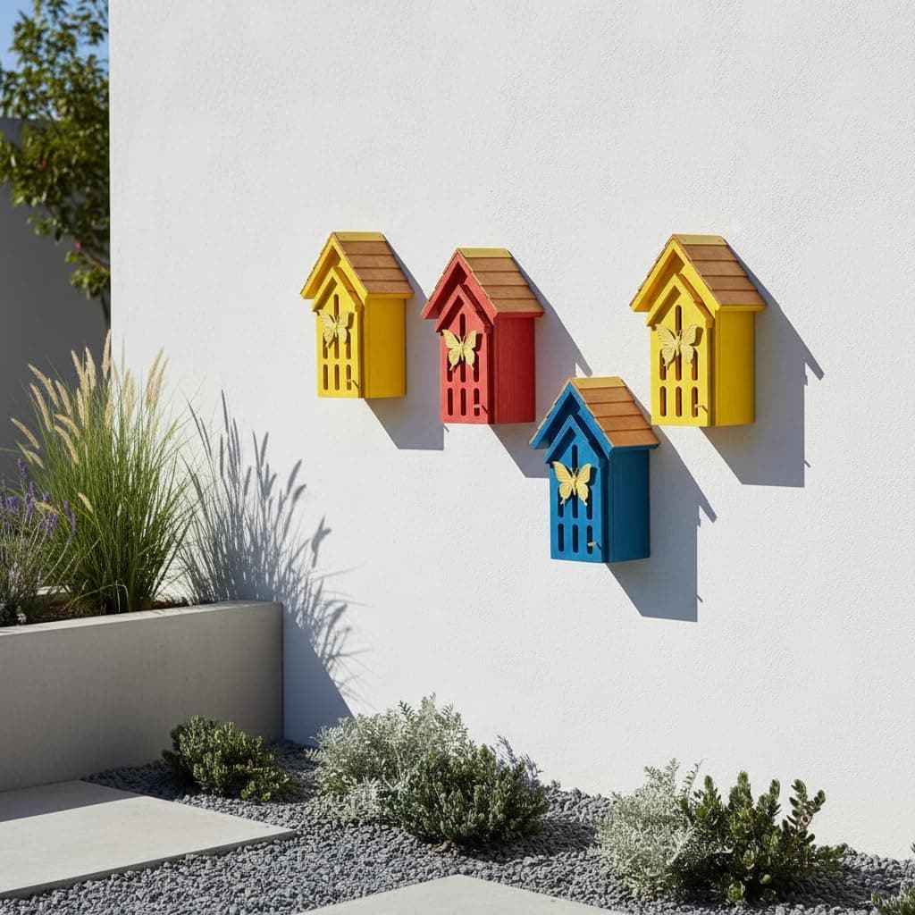 Shingle Roof Butterfly and Bee House with Open Door Design thumbnail 2