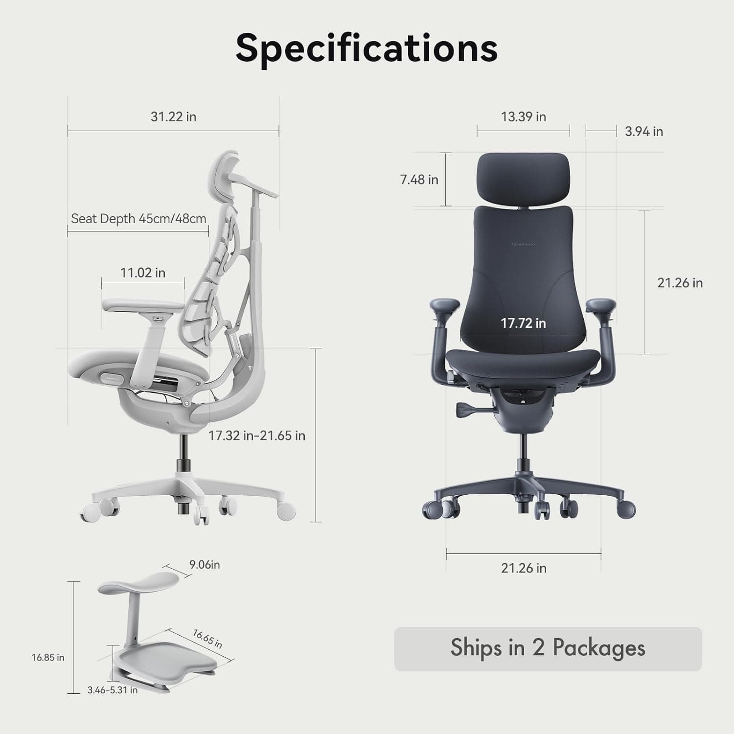 LiberNovo Dynamic Ergonomic Desk Chair and StepSync Footrest Bundle thumbnail 2