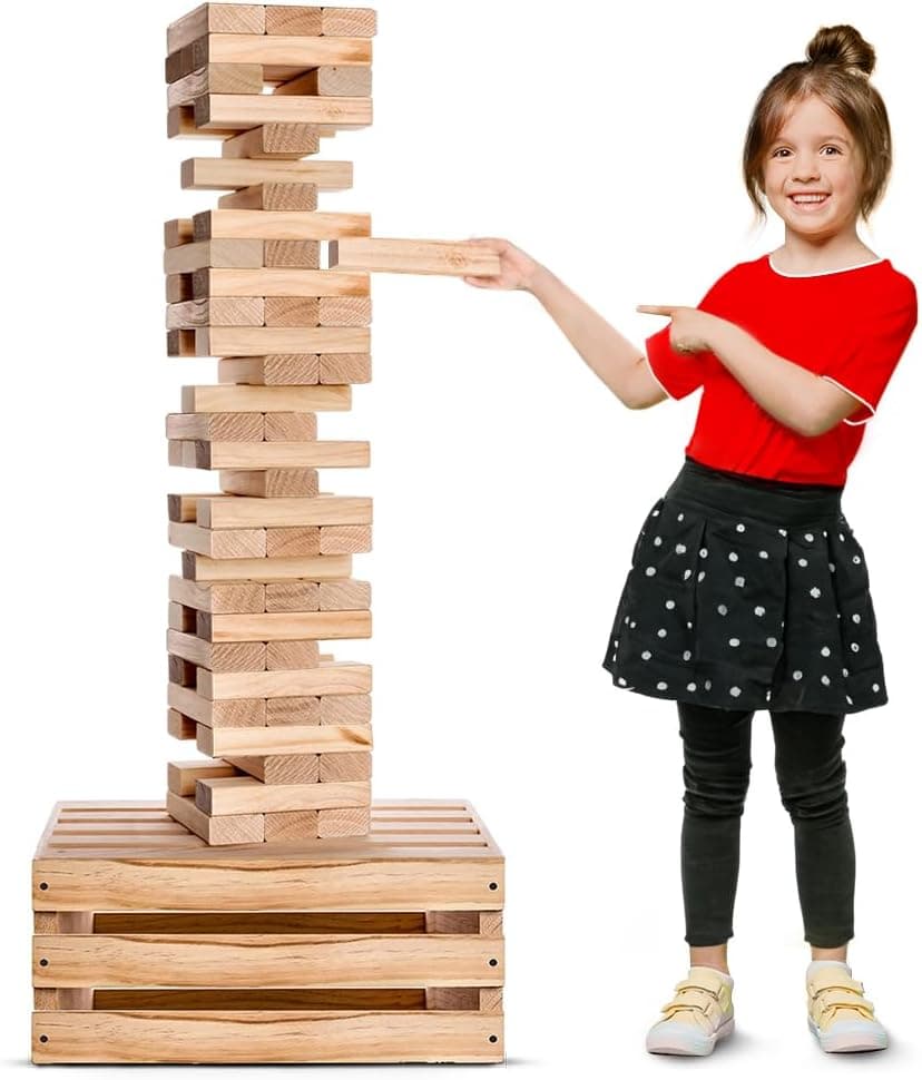 SWOOC Games - Premium Giant Tower Game | 60 Blocks + Storage Crate/Outdoor Table | Stacks up to 5ft | Jumbo Yard Games for Adults and Family | Giant Outdoor Set | Big Backyard Fun | Large Lawn Size : Toys &amp; Games — Spring Gift Ideas gift idea