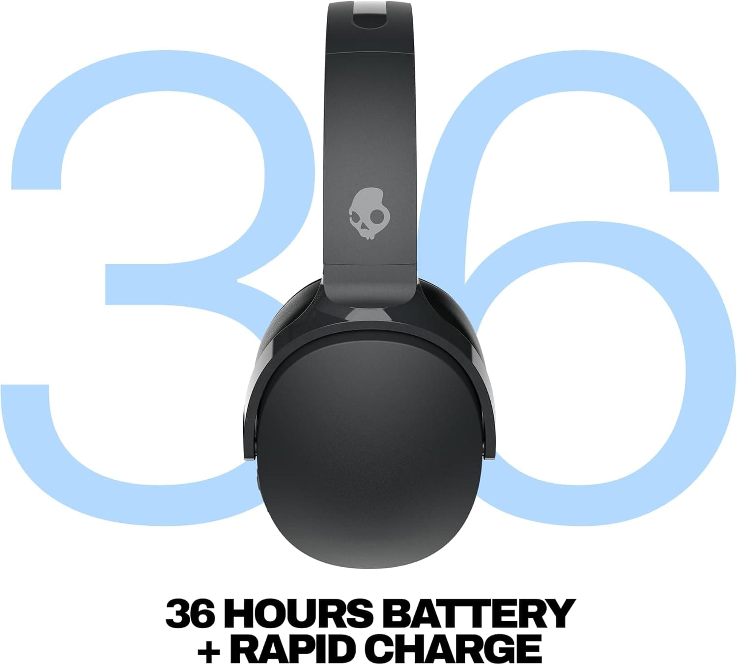 Skullcandy Hesh Evo Wireless Over-Ear Bluetooth Headphones with Extra USB-C Charging Cable, Noise Isolating, 36 Hours Battery, Foldable Lightweight Design, Microphone for iPhone Android - True Black : Electronics thumbnail 3