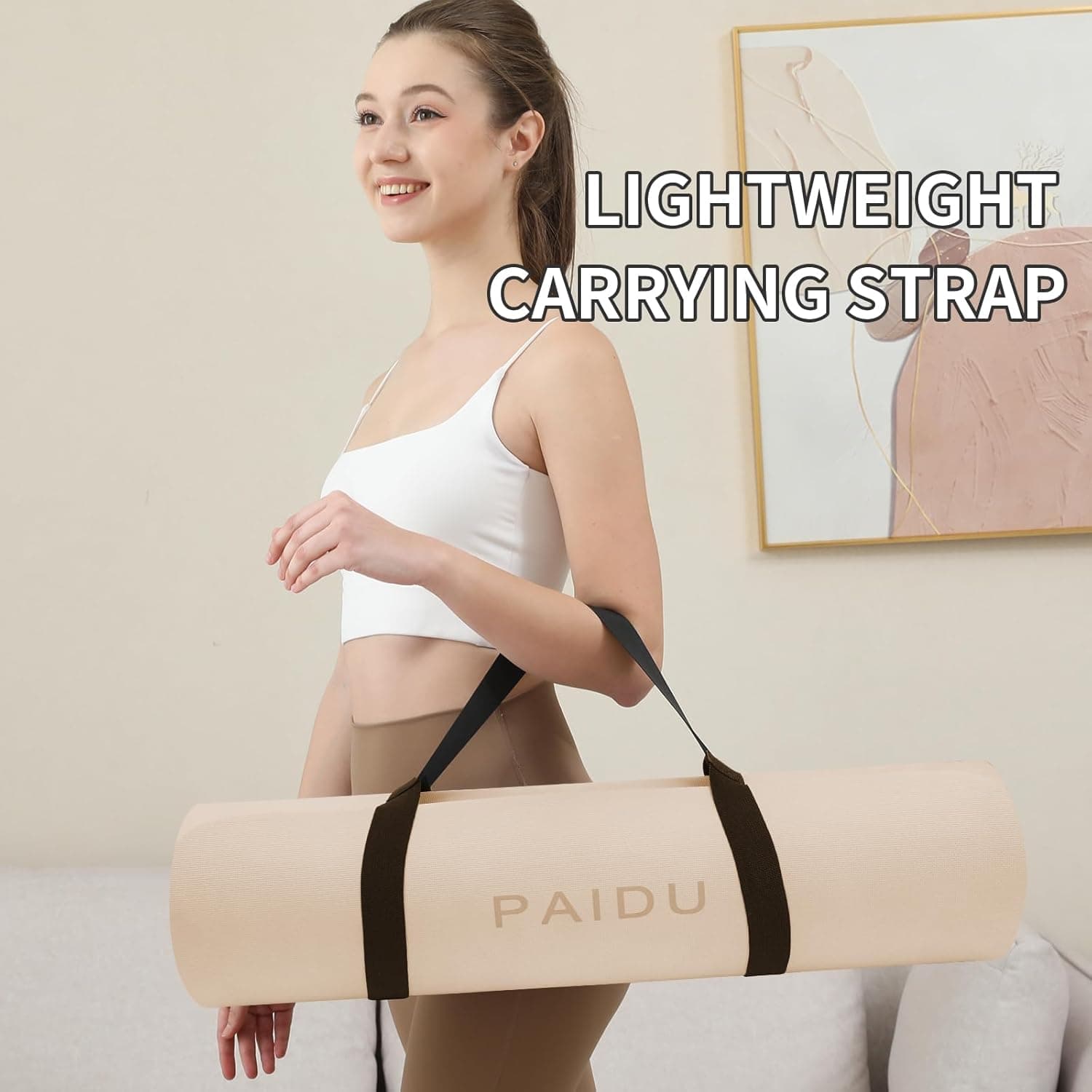 PAIDU Yoga Mat Non Slip Anti-tear,extra thick-2/5 inch（10MM）High Resiliency Professional POE Yoga Mats for Women Men Kids,72"x24"inch,Workout, Yoga, Pilates and Floor Exercise, with Carrier Strap : Sports &amp; Outdoors thumbnail 5