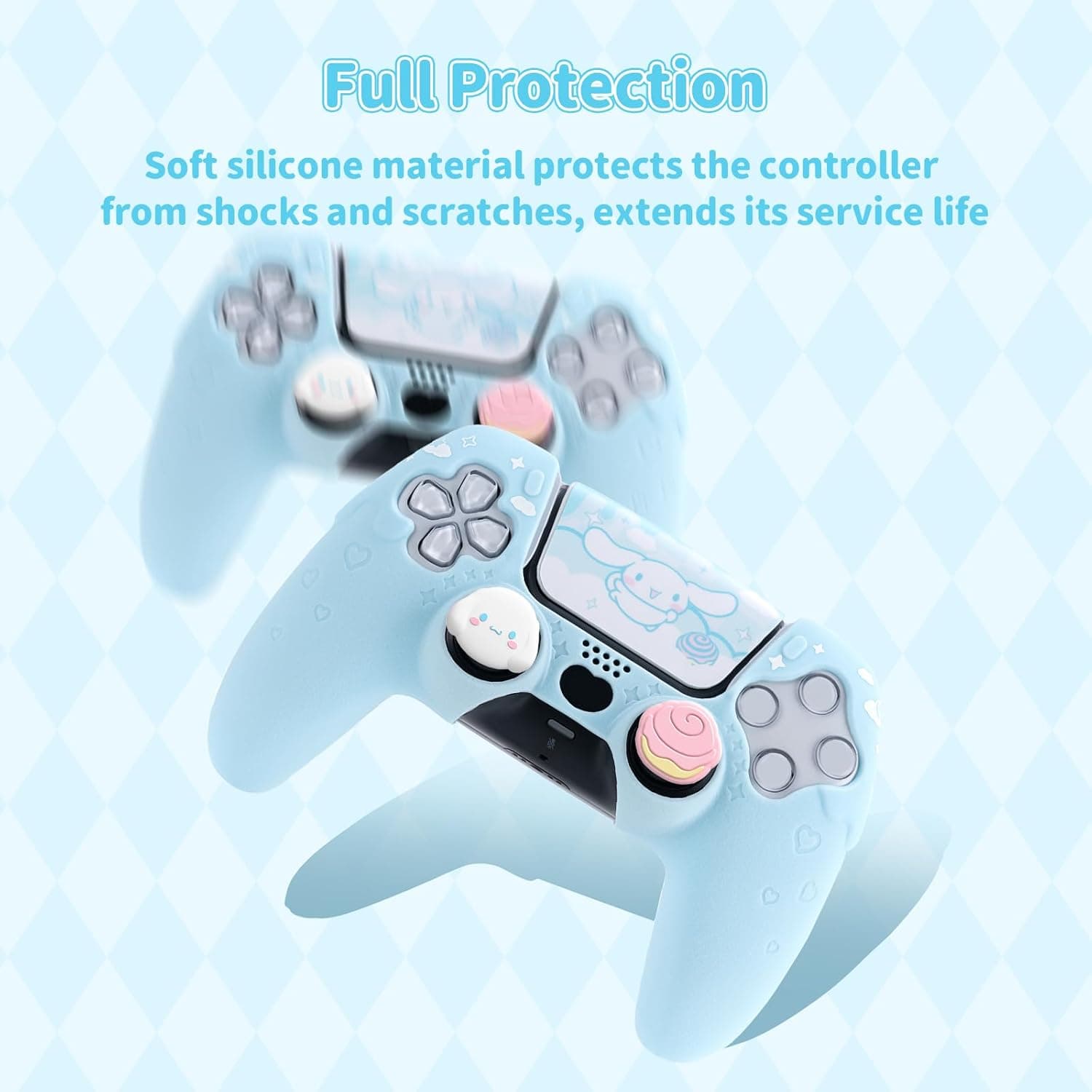 Kuitmor PS5 Controller Cover Skin Case,Anti-Slip Silicone Protective Cover Case,Cute Cartoon Protective Shell for PS5 Wireless Controller with 2 Thumb Grip Caps and 1 Sticker : Video Games thumbnail 3