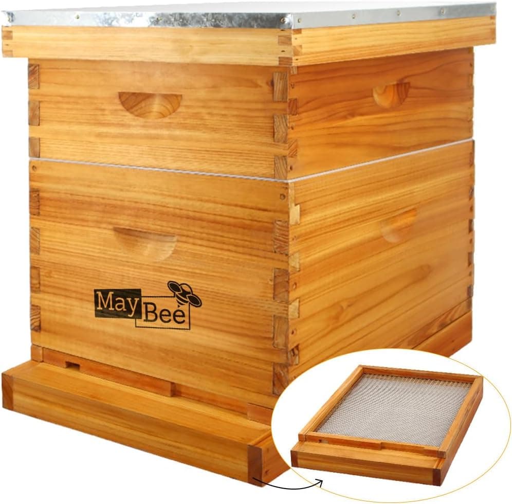 MayBee 10 Frame Screened Bottom Board Beehive Kit with Beeswax Coating — Spring Gift Ideas gift idea