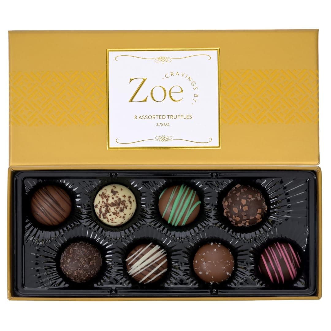 CRAVINGS BY ZOE Birthday Chocolate Truffles Gift Box - 8 Count Assorted Gourmet Chocolates thumbnail 2