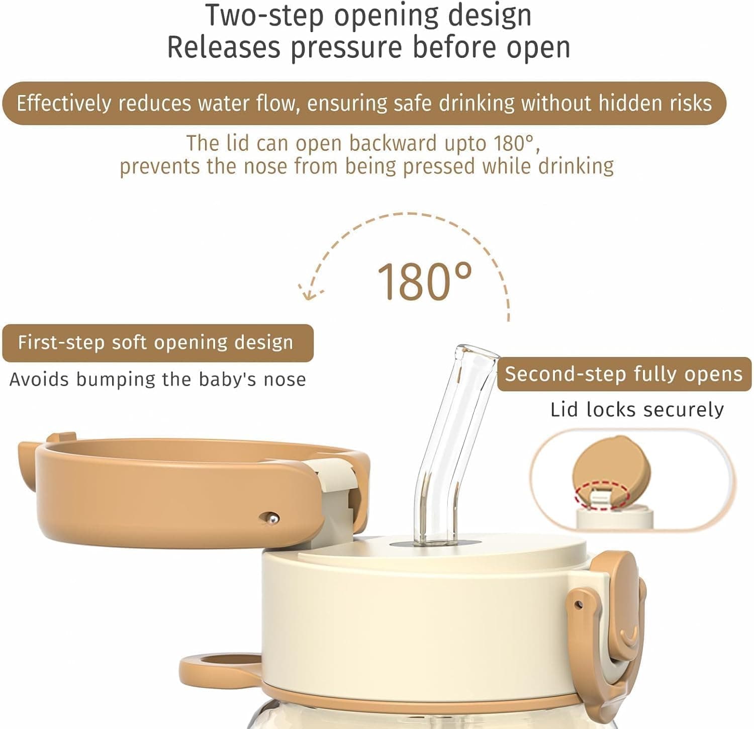 Evorie Tritan Kids Water Bottle with Straw - 13oz Honey Bear thumbnail 3