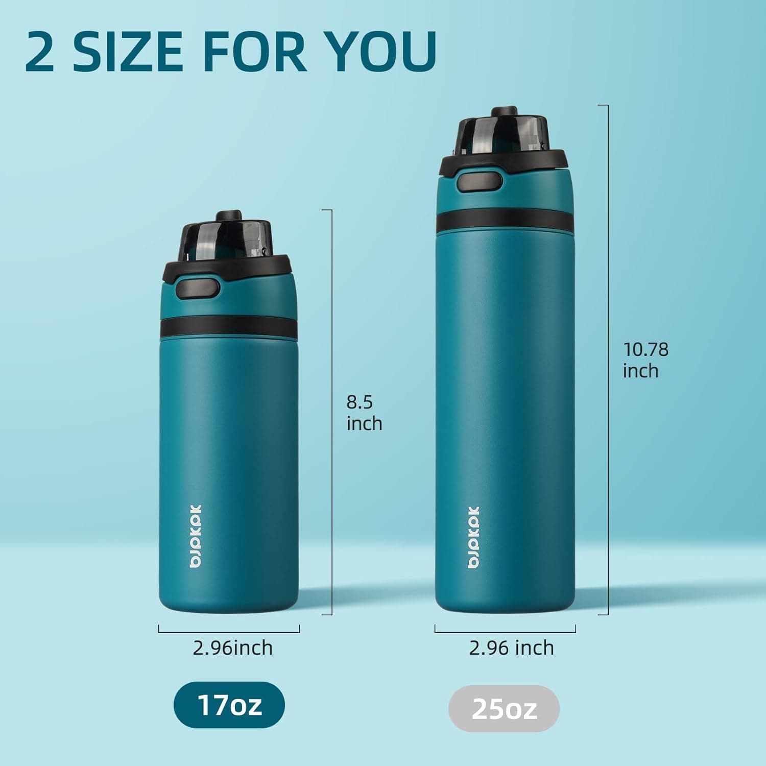 BJPKPK 17oz Insulated Water Bottle with Straw Spout Lid - Ocean Blue thumbnail 4