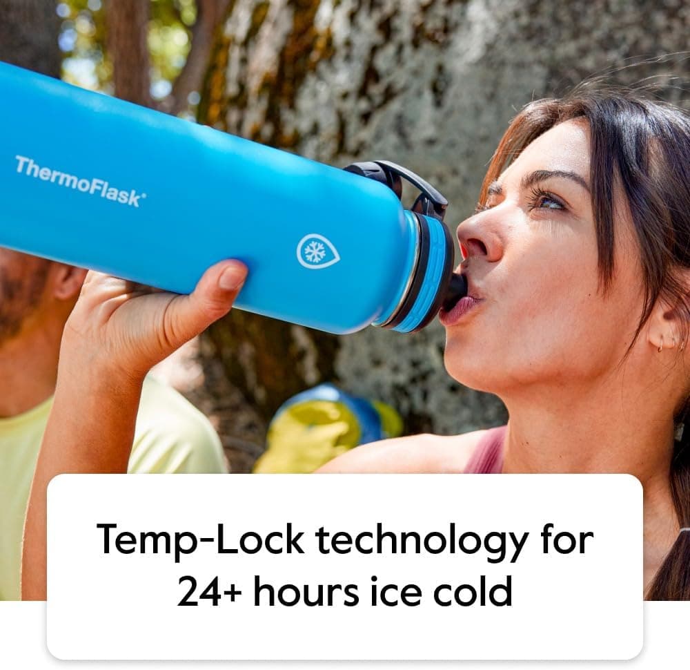 ThermoFlask Kids 16 oz Insulated Water Bottles with Straw Lid BPA-Free Stainless Steel Leakproof &amp; Spill-Proof Design Easy Clean Wide Mouth 2-Pack for School, Sports, Playdates, Red/Blue: Home &amp; Kitchen thumbnail 3