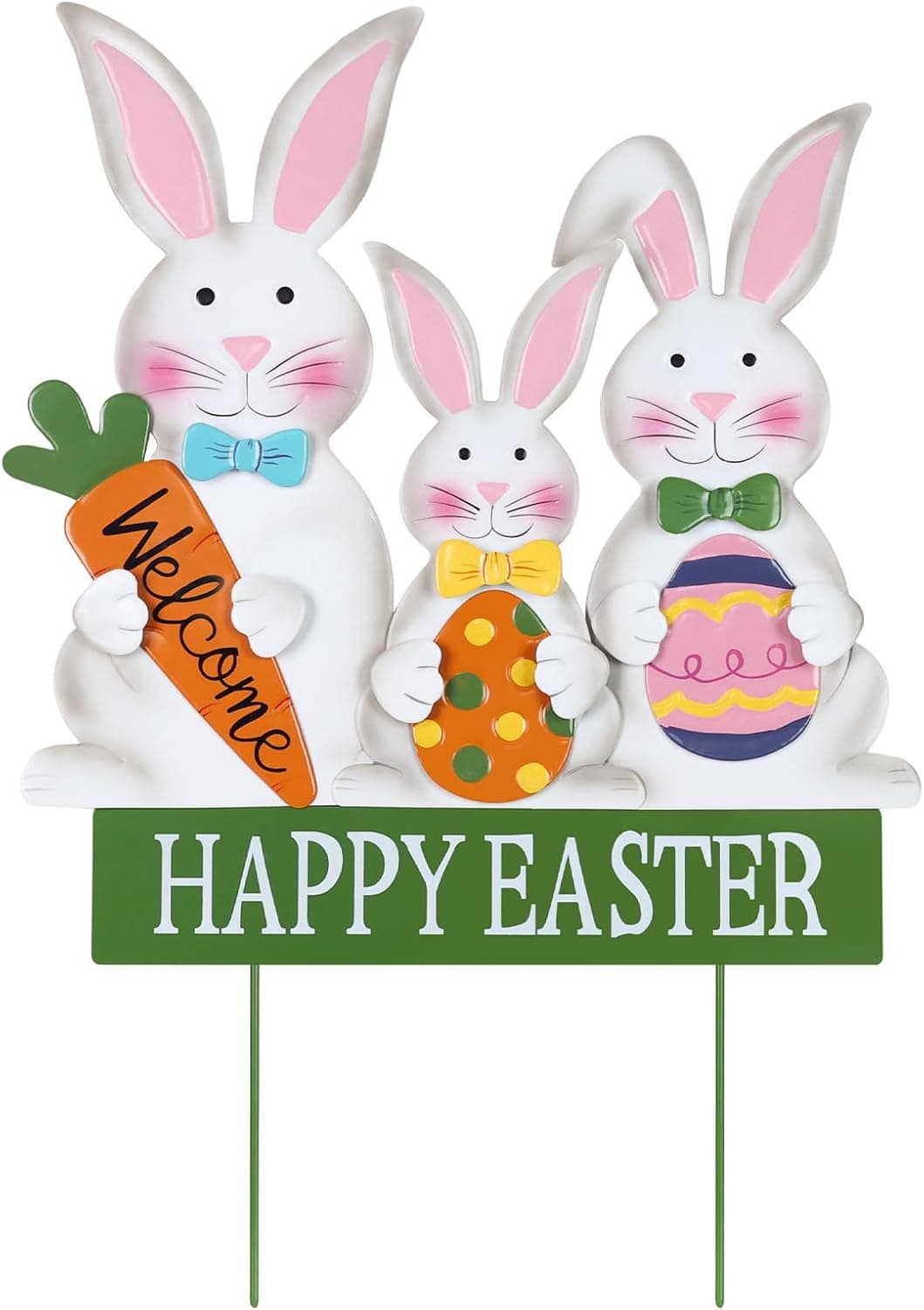 YEAHOME 3 Metal Bunny Decorative Garden Stakes view 1