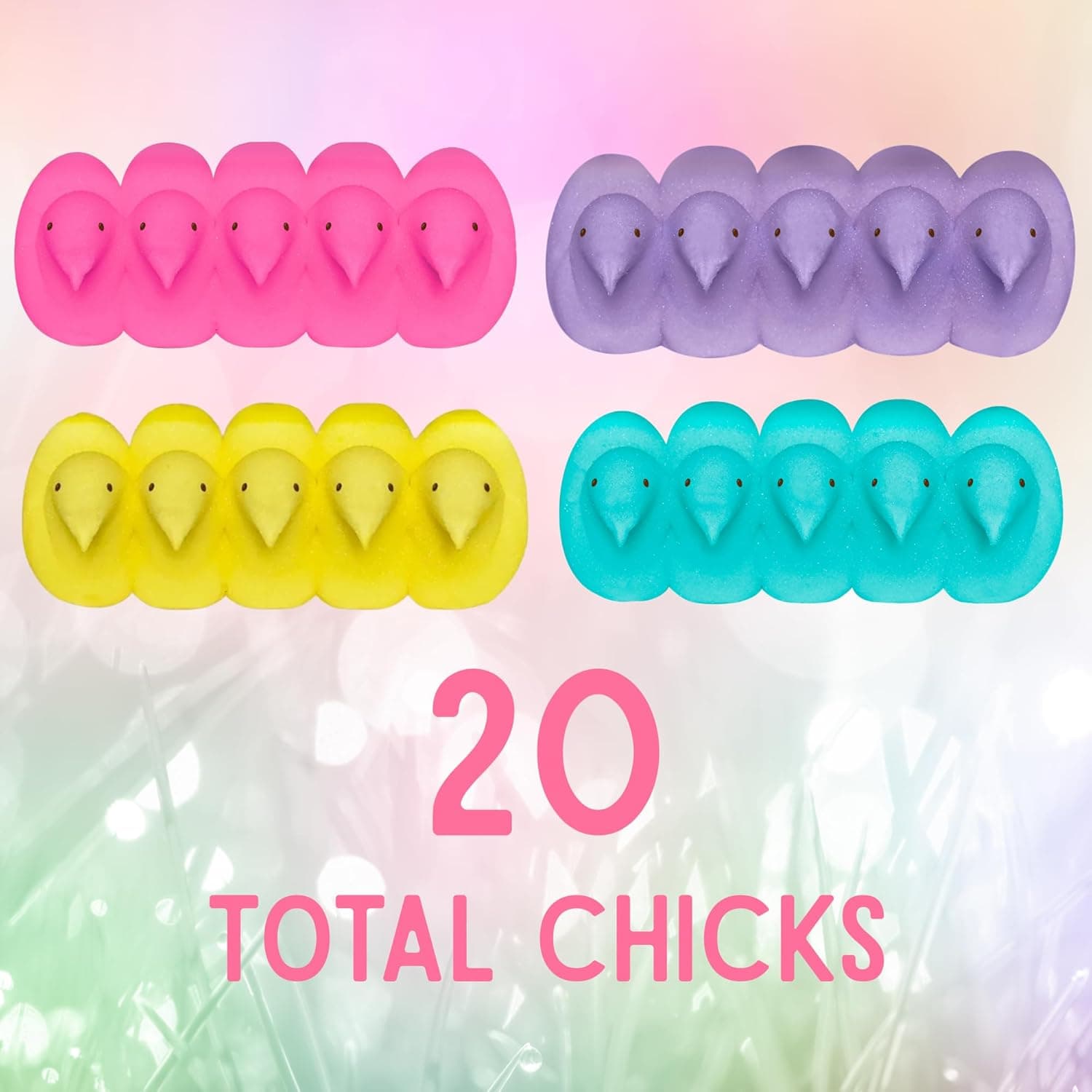 Peeps Marshmallow Chicks Variety Pack – Pink Blue Yellow Purple Easter Treats, 5 Count Boxes (Pack of 4) : Grocery &amp; Gourmet Food thumbnail 3