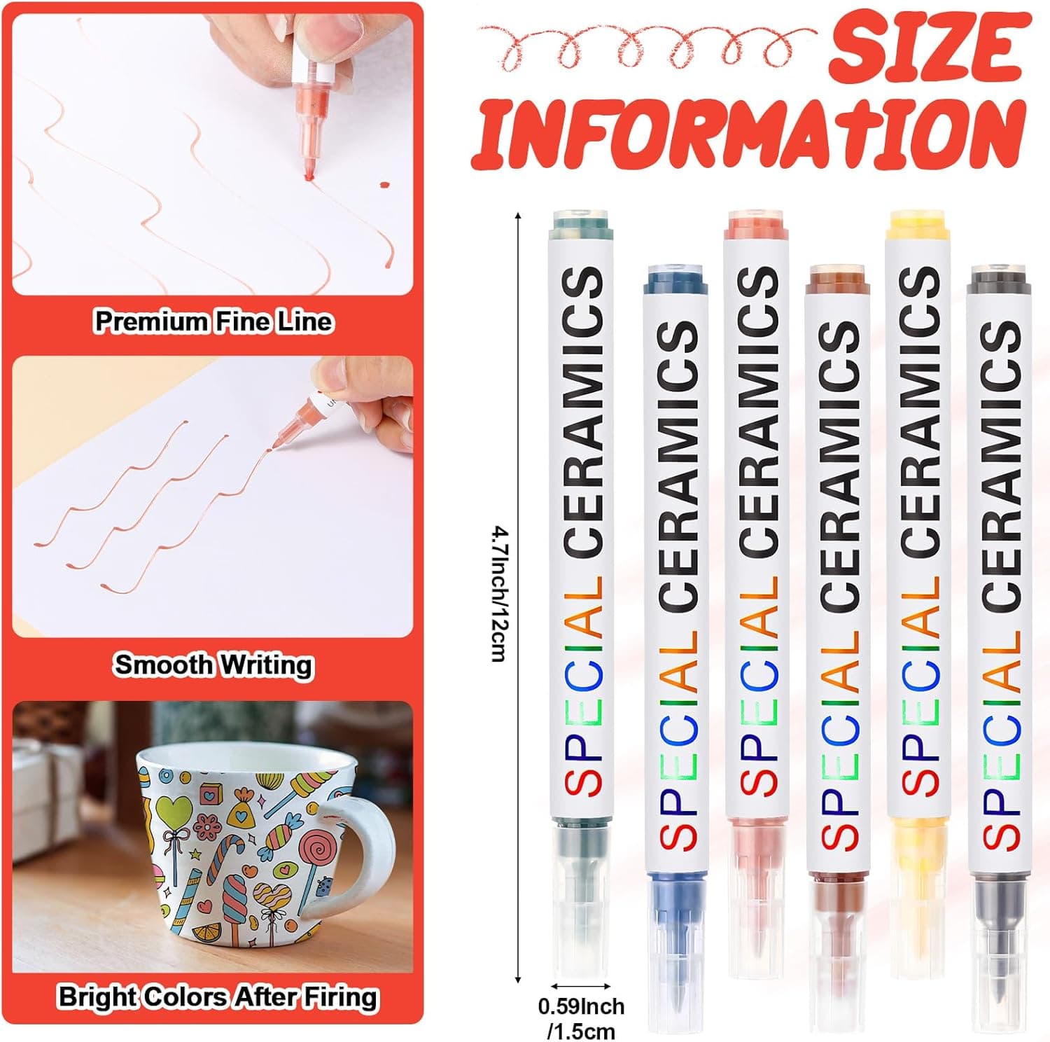 Marspark Underglaze Colored Pens for Pottery - Set of 6 thumbnail 2