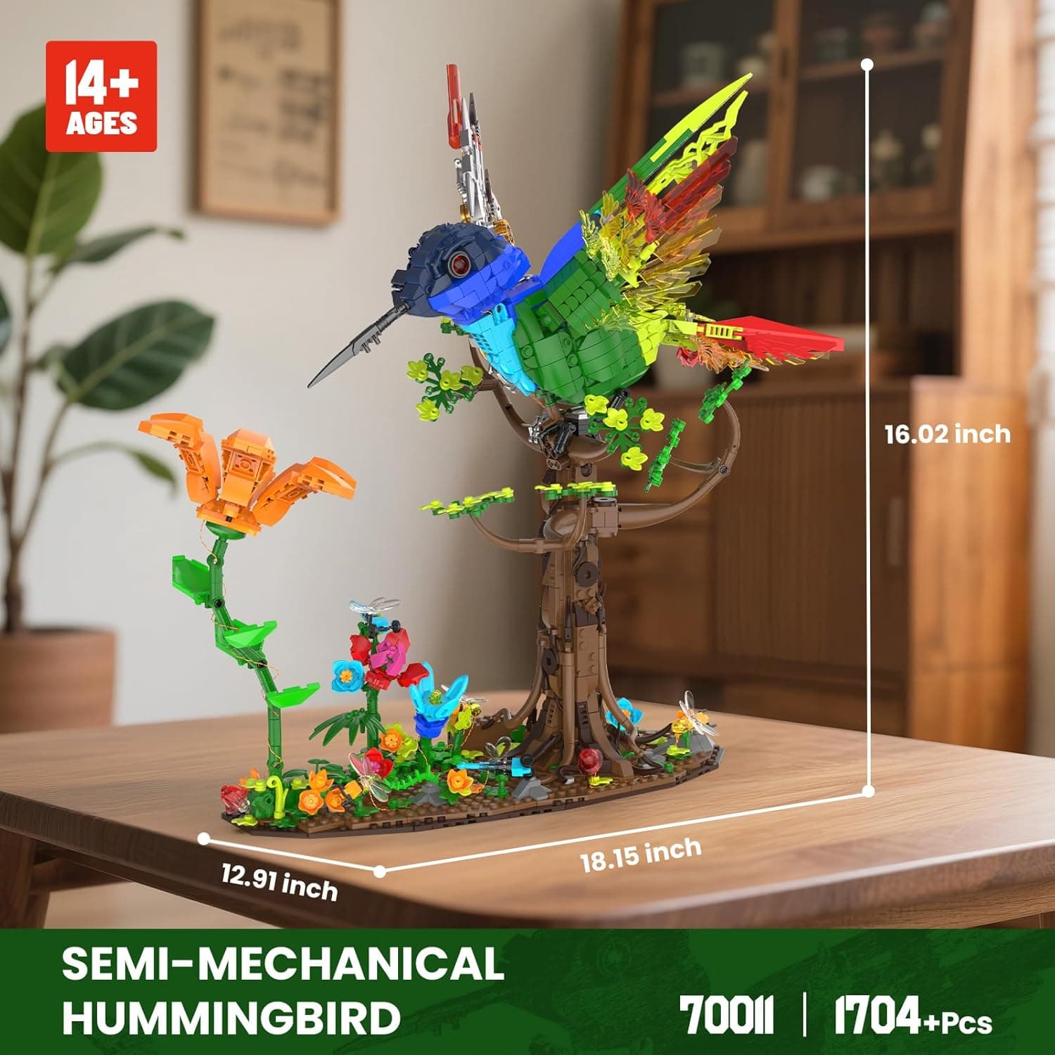 JMBricklayer Mechanical Hummingbird Building Set with LED Light, Bird Model Sets for Adults, Flower Animal Collection Toy, Art Creative Gifts, Home &amp; Office Décor, Ideas for Women &amp; Men Kids 14+ : Toys &amp; Games thumbnail 4