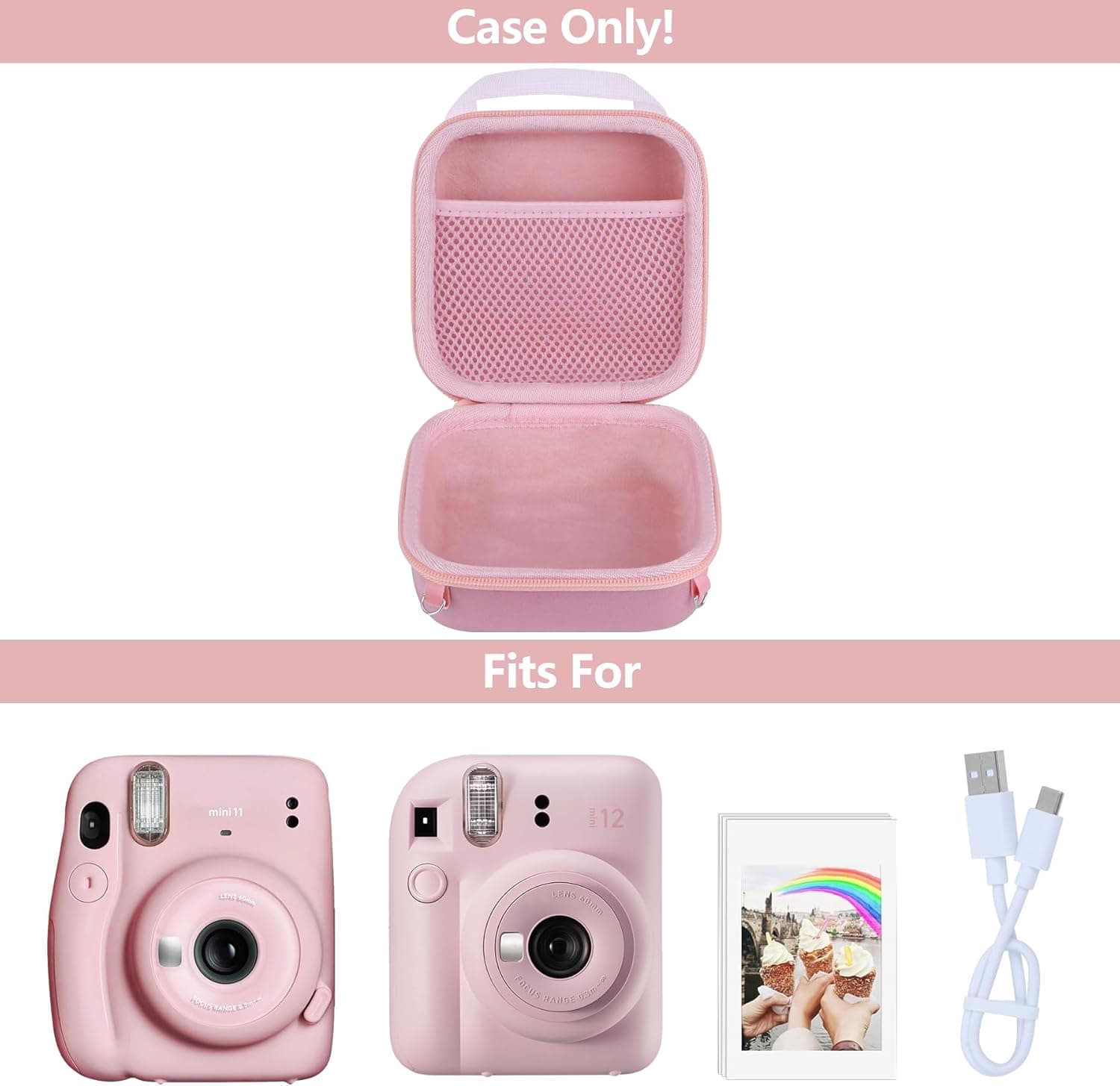RIYADAone Hard Case Replacement for Fujifilm Instax Mini 12/11 Instant Camera in Blush Pink thumbnail 3