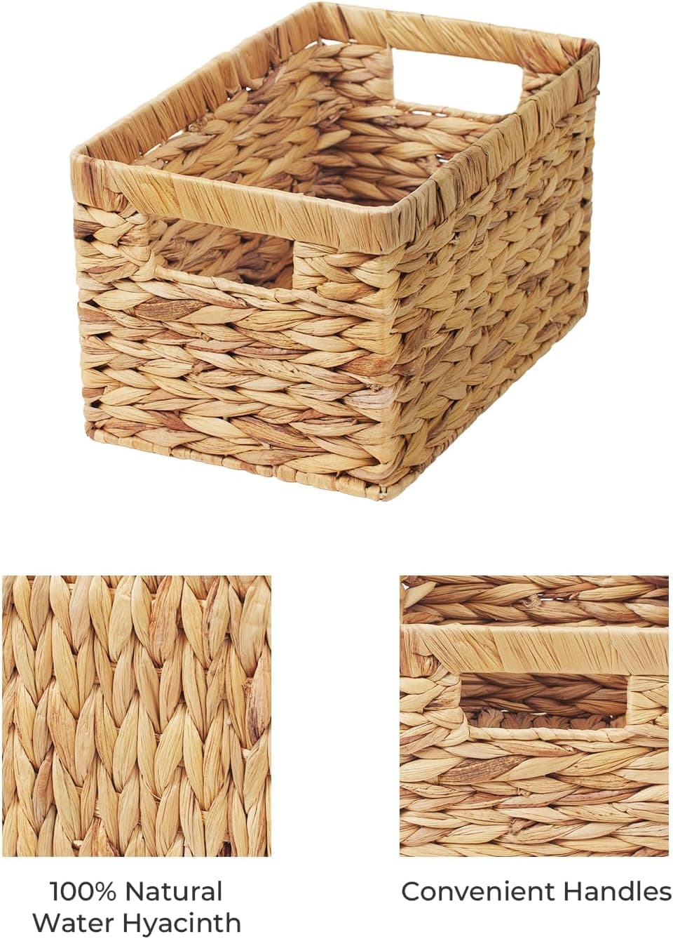 StorageWorks Wicker Basket, Baskets for Organizing, Storage Basket with Built-in Handles, Water Hyacinth Shelves (Medium 2-Pack, Natural Hyacinth) : Home &amp; Kitchen thumbnail 4