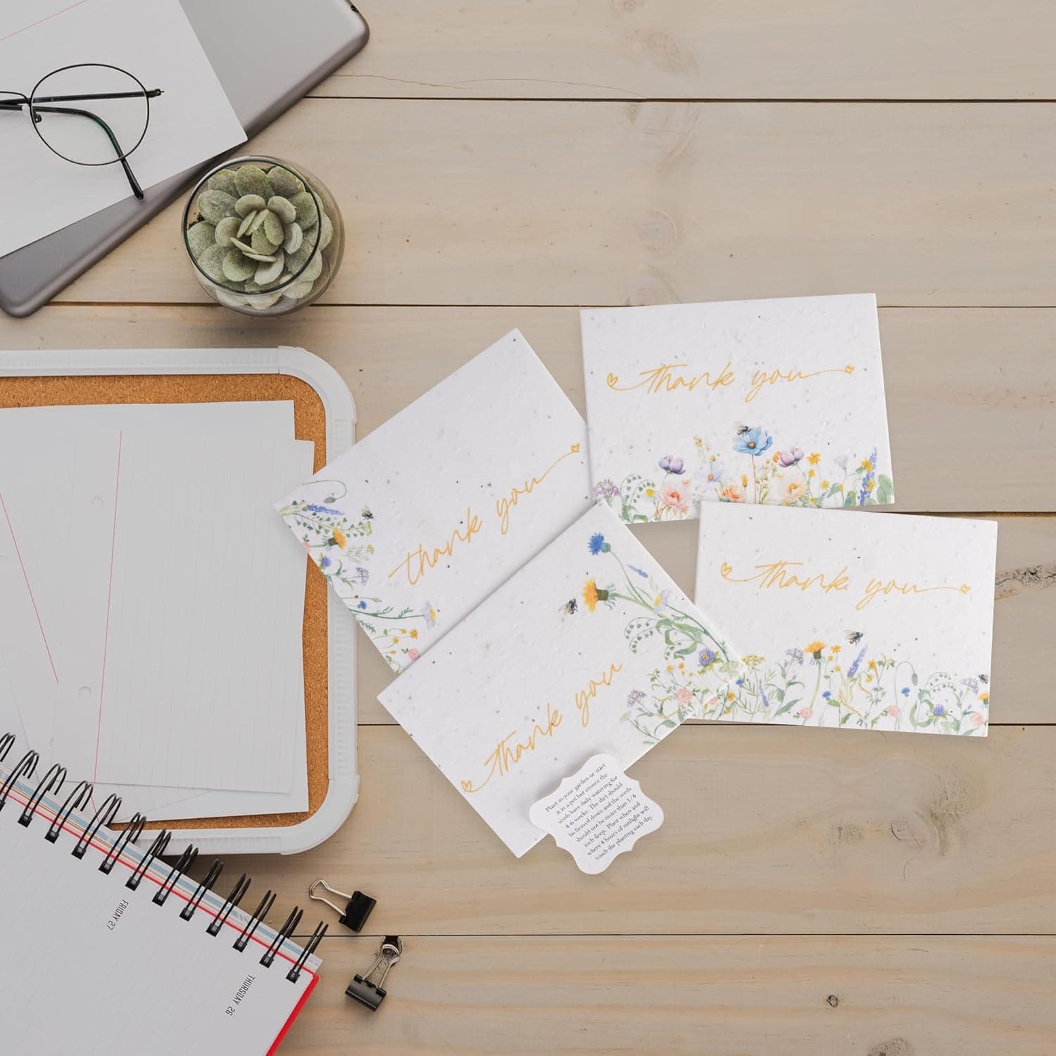 Seed Bloom Thank You Set Greeting Card with Plantable Wildflower Seed Paper thumbnail 4