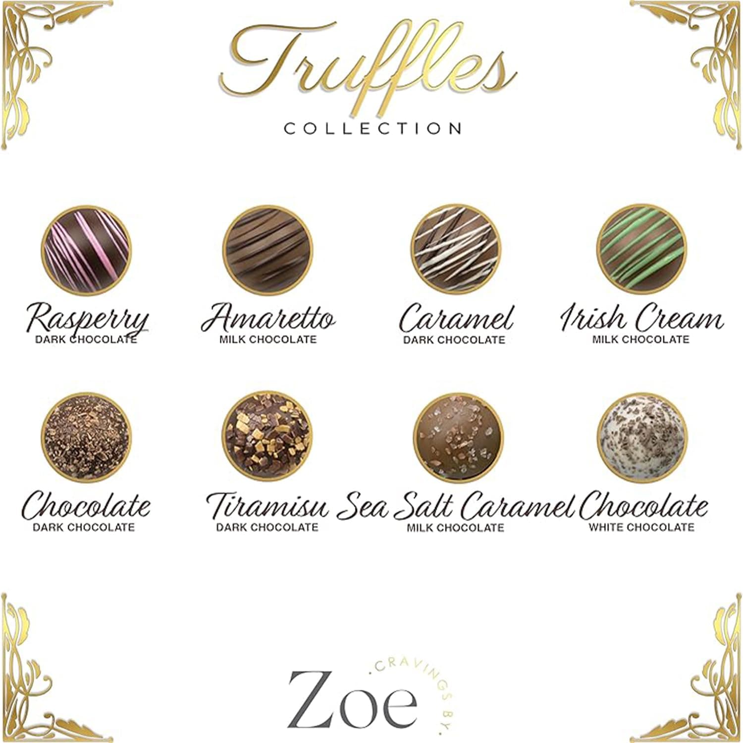 CRAVINGS BY ZOE Birthday Chocolate Truffles Gift Box - 8 Count Assorted Gourmet Chocolates thumbnail 3