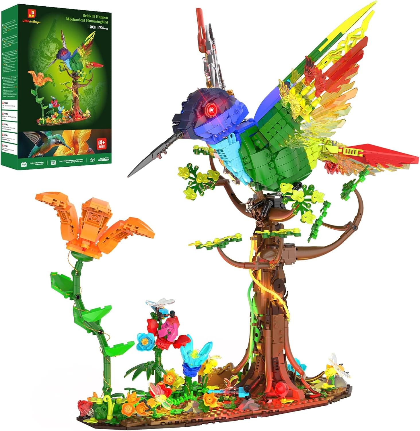 JMBricklayer Mechanical Hummingbird Building Set with LED Light, Bird Model Sets for Adults, Flower Animal Collection Toy, Art Creative Gifts, Home &amp; Office Décor, Ideas for Women &amp; Men Kids 14+ : Toys &amp; Games — Easter Gifts gift idea