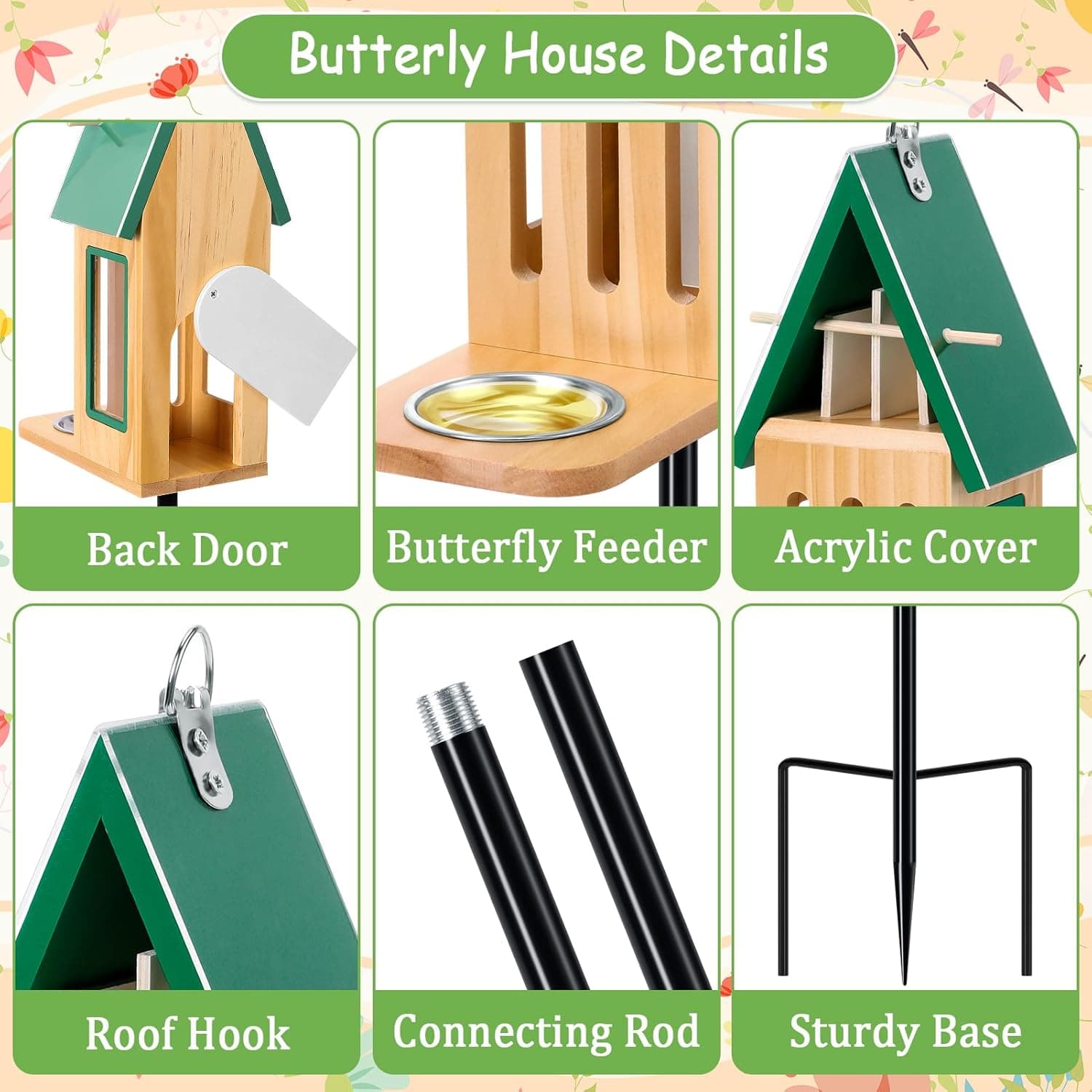 Upgraded Wooden Butterfly House and Feeder thumbnail 3