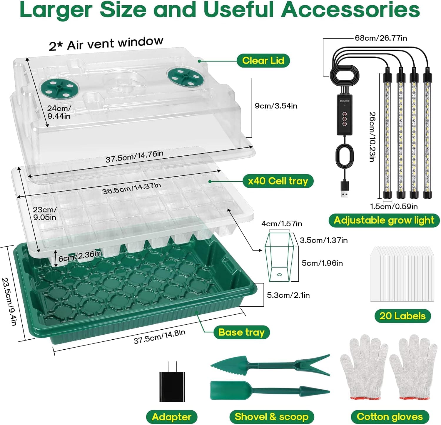 BlumWay Seed Starter Tray with Grow Light - 2 Pack thumbnail 3