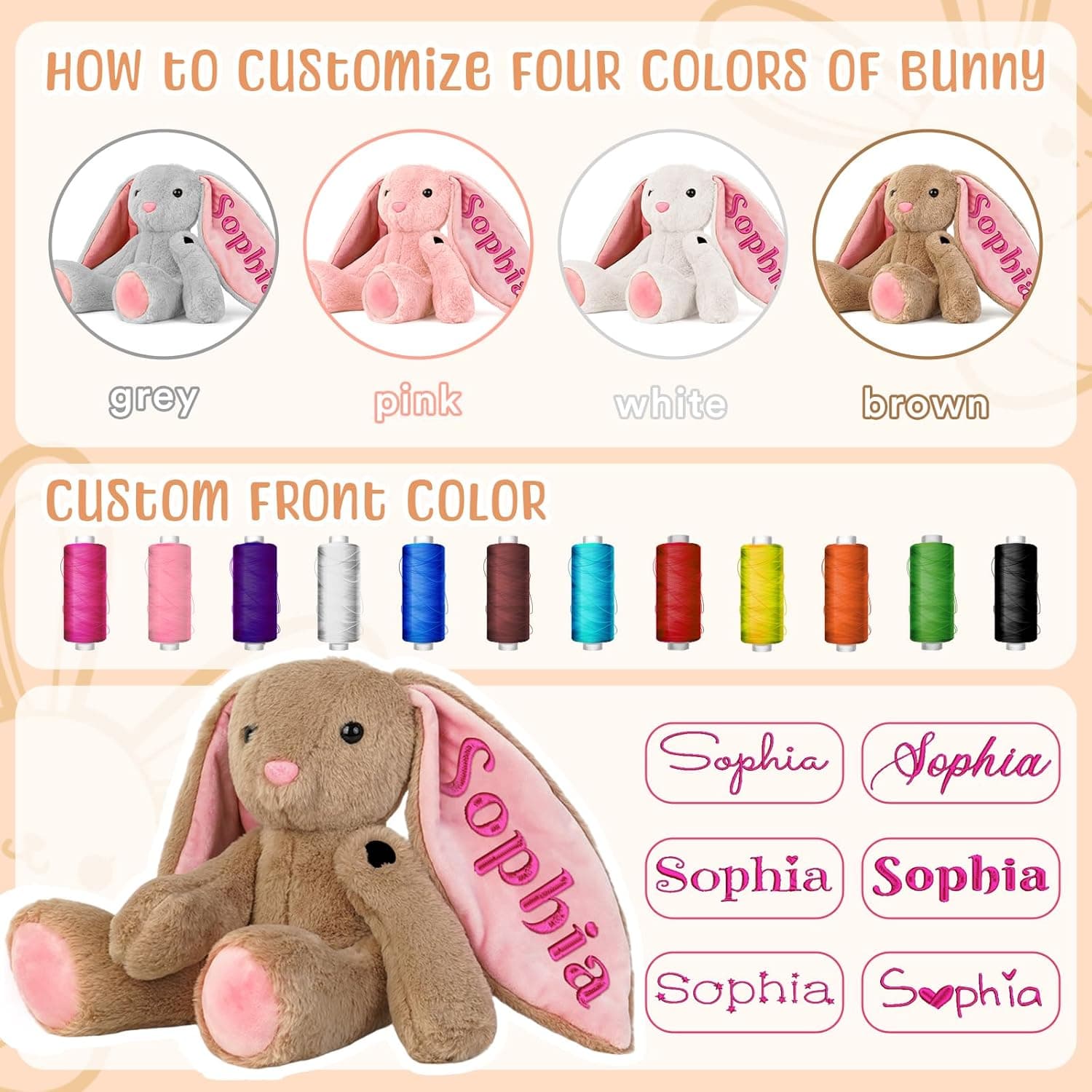 Personalized Bunny Plush with Embroidered Name thumbnail 5