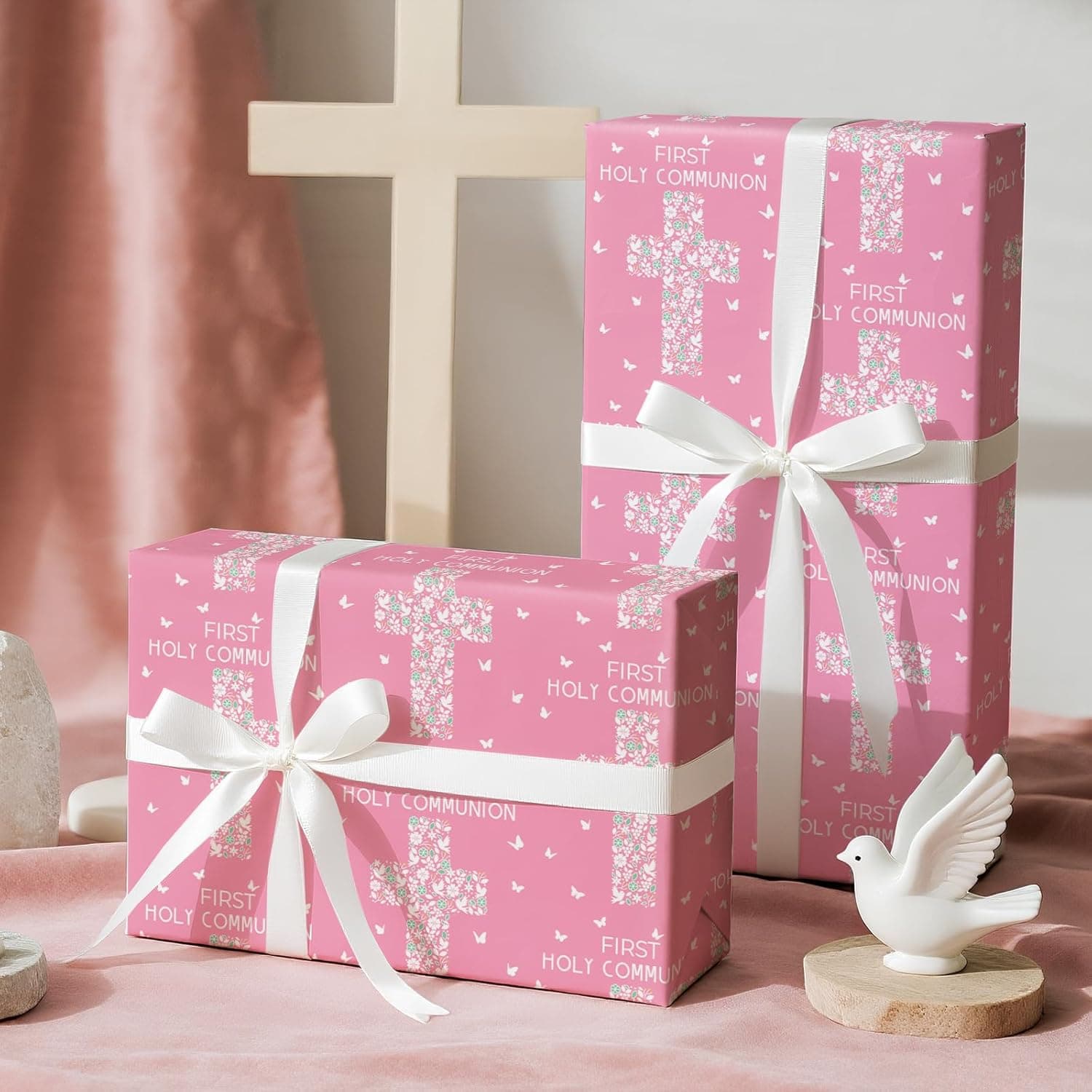 WRAPAHOLIC Cross Wrapping Paper Roll - Pink Floral - 17" x 16.5' thumbnail 4