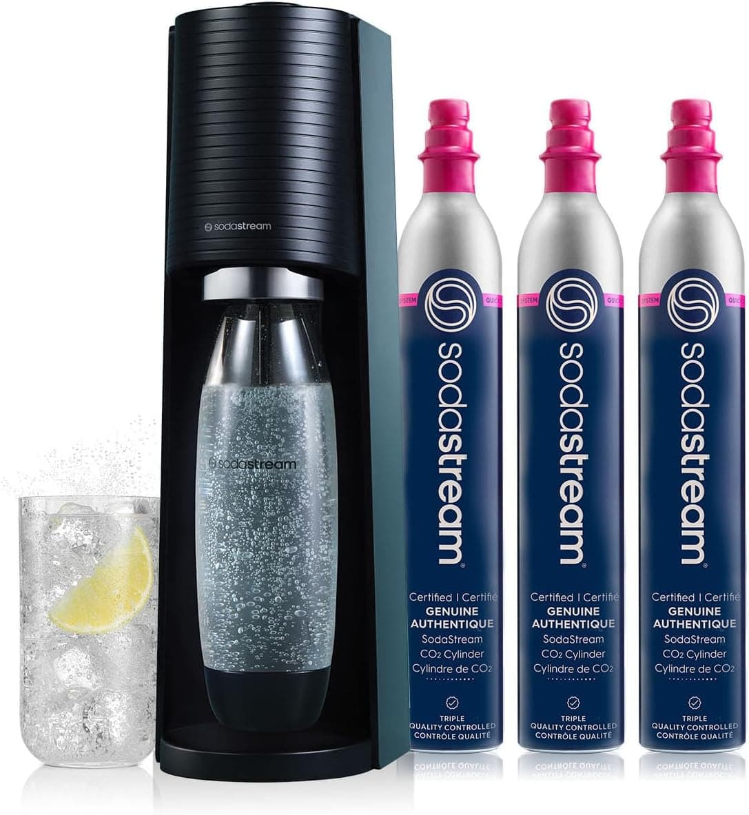 SodaStream Terra Sparkling Water Maker Bundle in Black - includes 3-Pack CO2 and Carbonating Bottle: Home &amp; Kitchen view 1