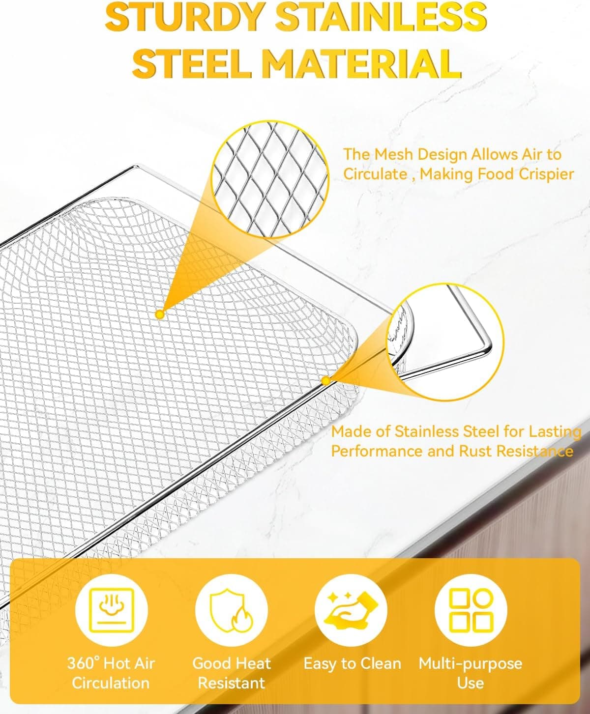 Smart Oven Air Fryer Mesh Basket 1-Piece Compatible with Breville BOV860BSS Convection Oven, Stainless Steel Baking Tray Original Replacement Accessory Assist with Countertop Oven 11 Cooking Functions : Home &amp; Kitchen thumbnail 3