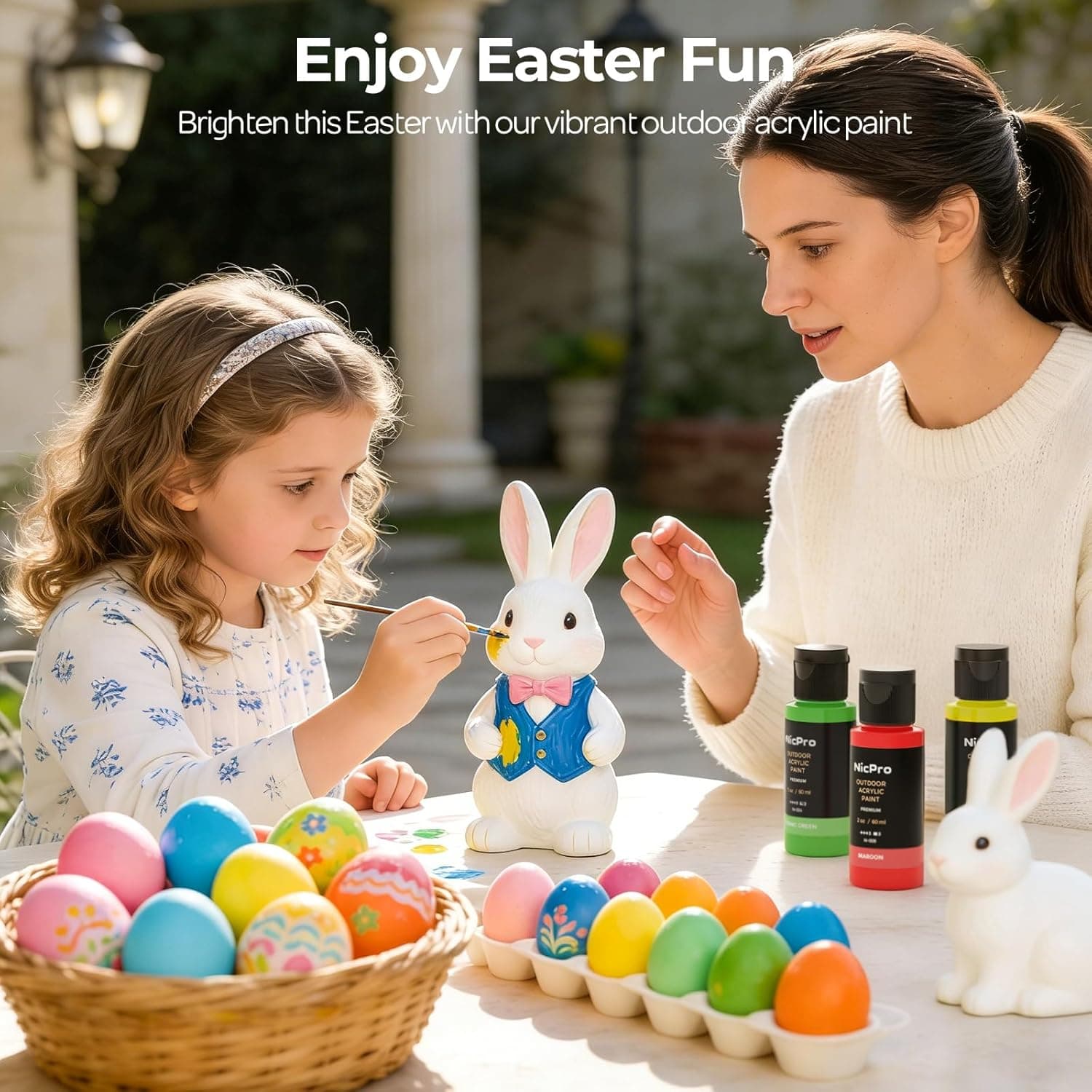 Nicpro 32 Colors Outdoor Acrylic Paint Bulk with Brush and Sponge, Knife, Non-Toxic Paint for Multi-surface Rock, Wood, Fabric, Leather, Crafts, Canvas, Shoes and Wall Painting : Arts, Crafts &amp; Sewing thumbnail 4